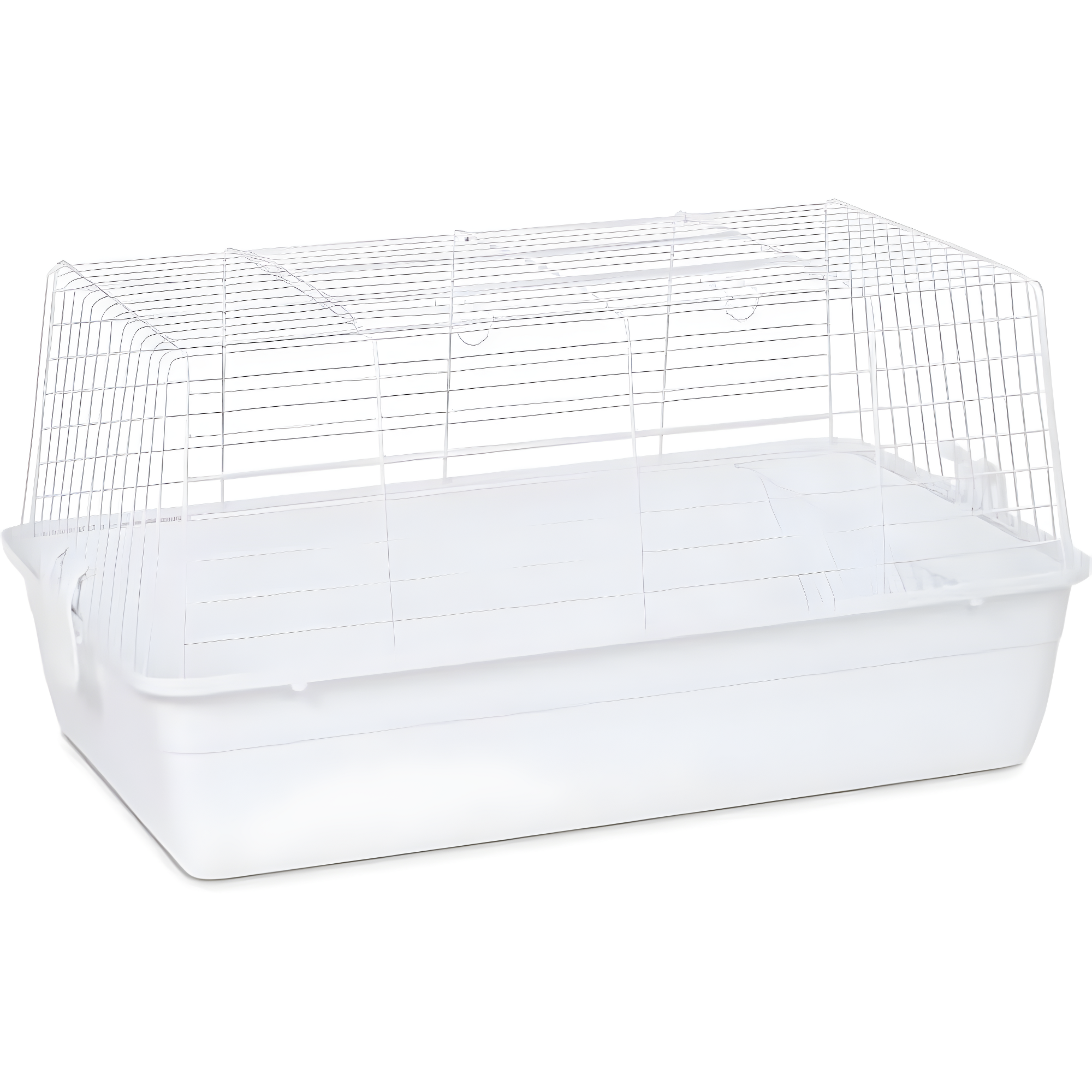 White Metal and Plastic Small Animal Cage with Hayrack