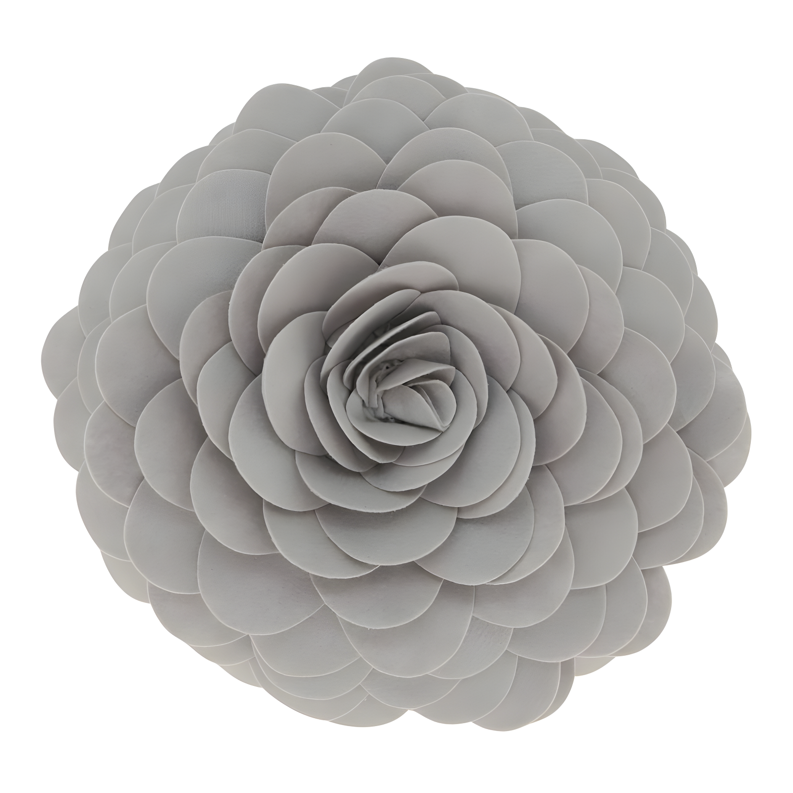 Gray Flower Design Round Throw Pillow with Poly Fill