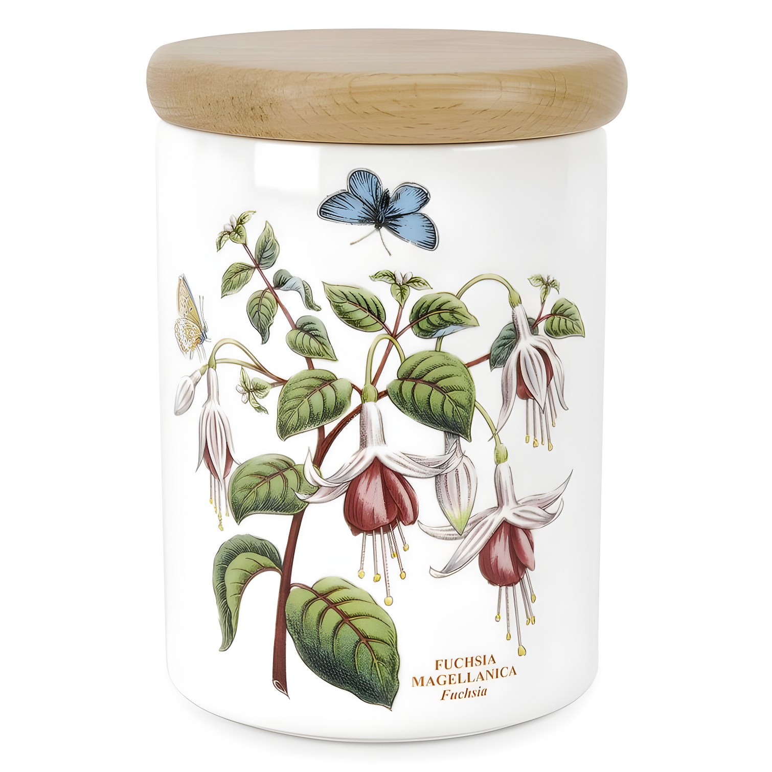 Botanic Garden 5.5" White Ceramic Airtight Canister with Floral Print