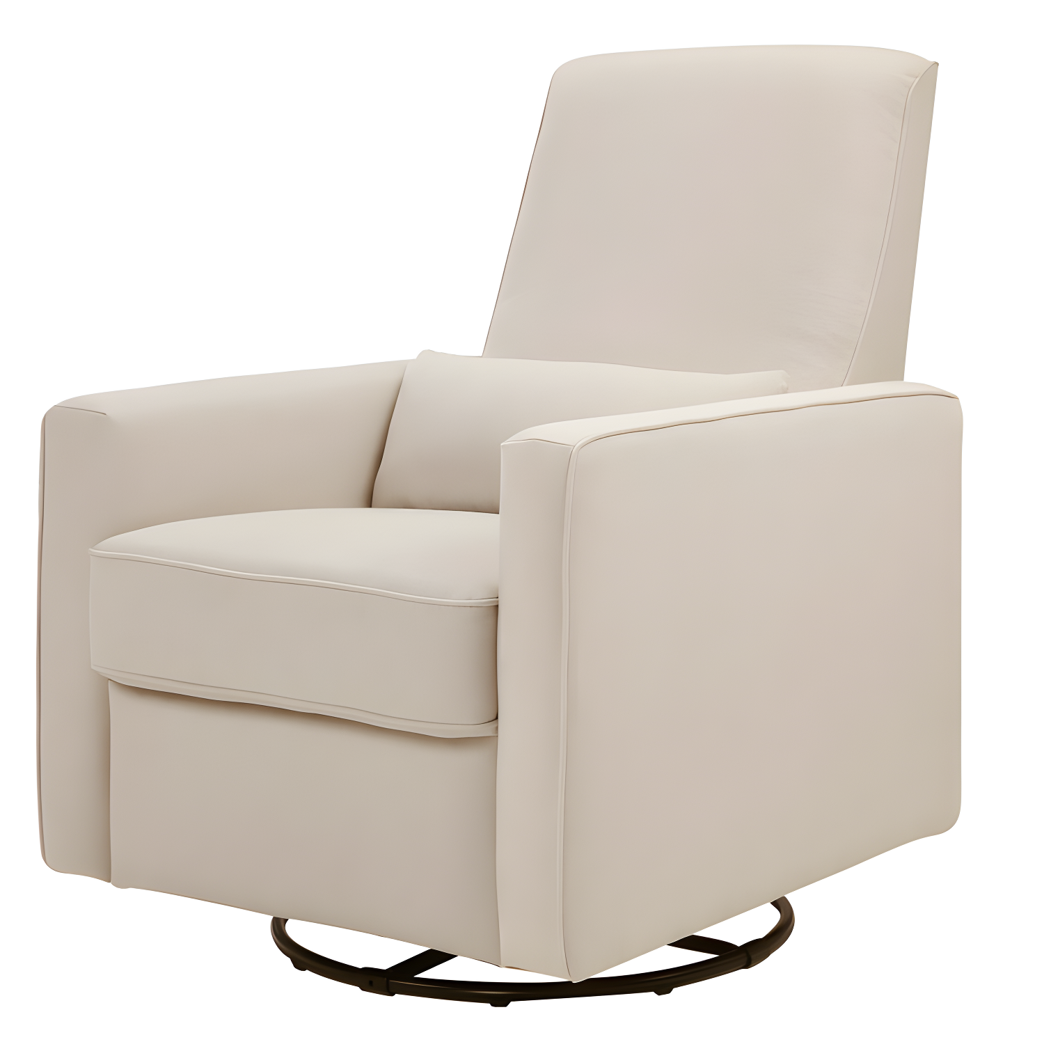 Cream Swivel Metal Recliner with Plush Leg Rest