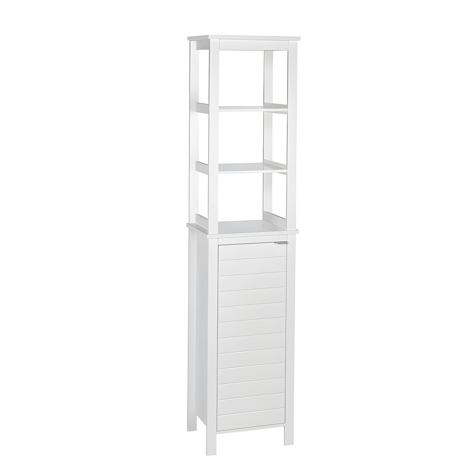 Madison Transitional White MDF Linen Tower with Chrome Hardware