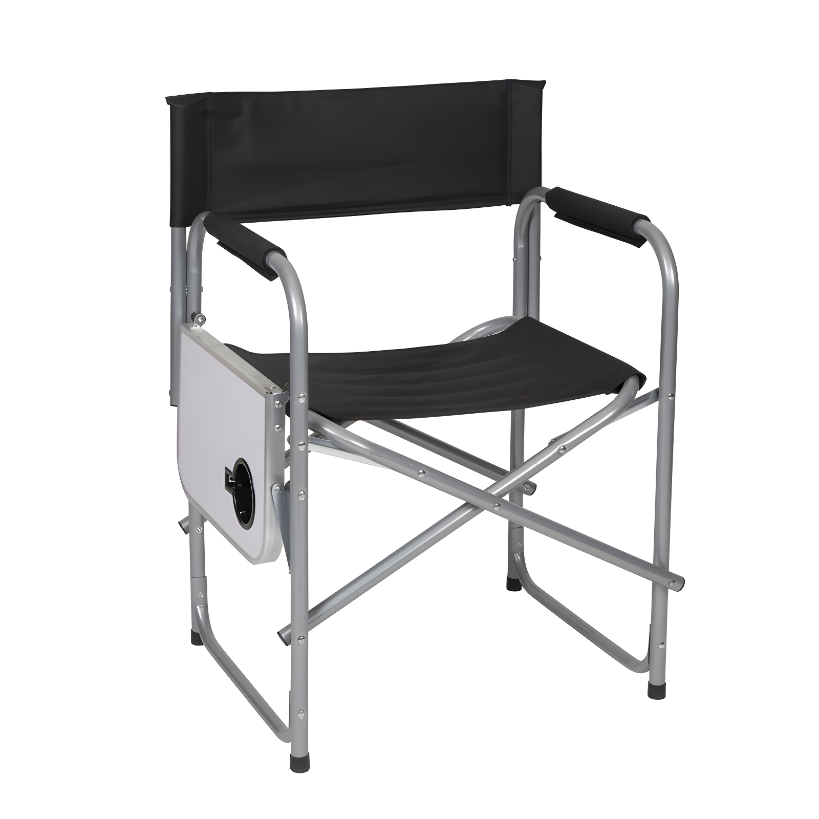 Black Folding Director's Chair with Side Table