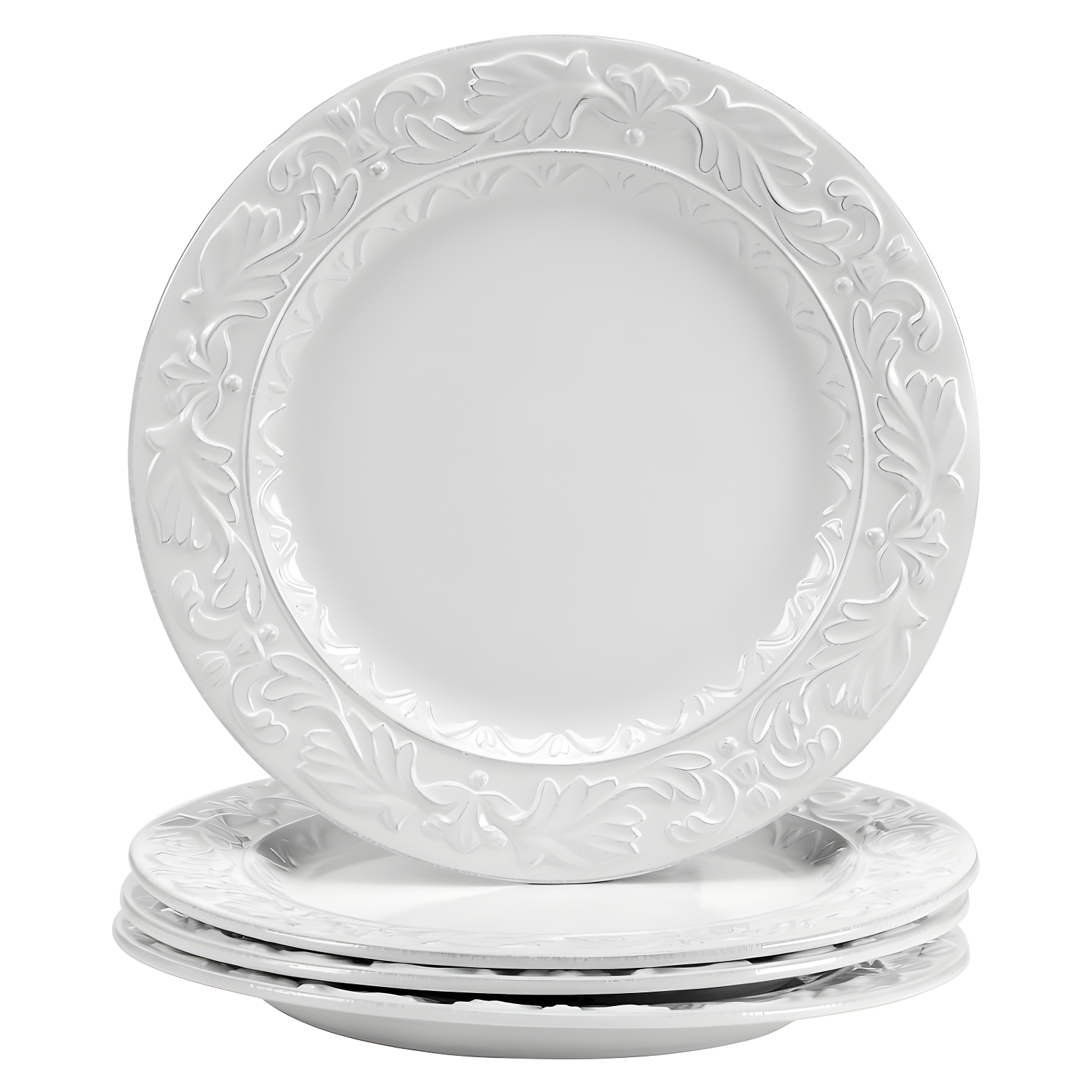 Firenze Ivory Hand-Painted Ceramic Dinner Plates, Set of 4