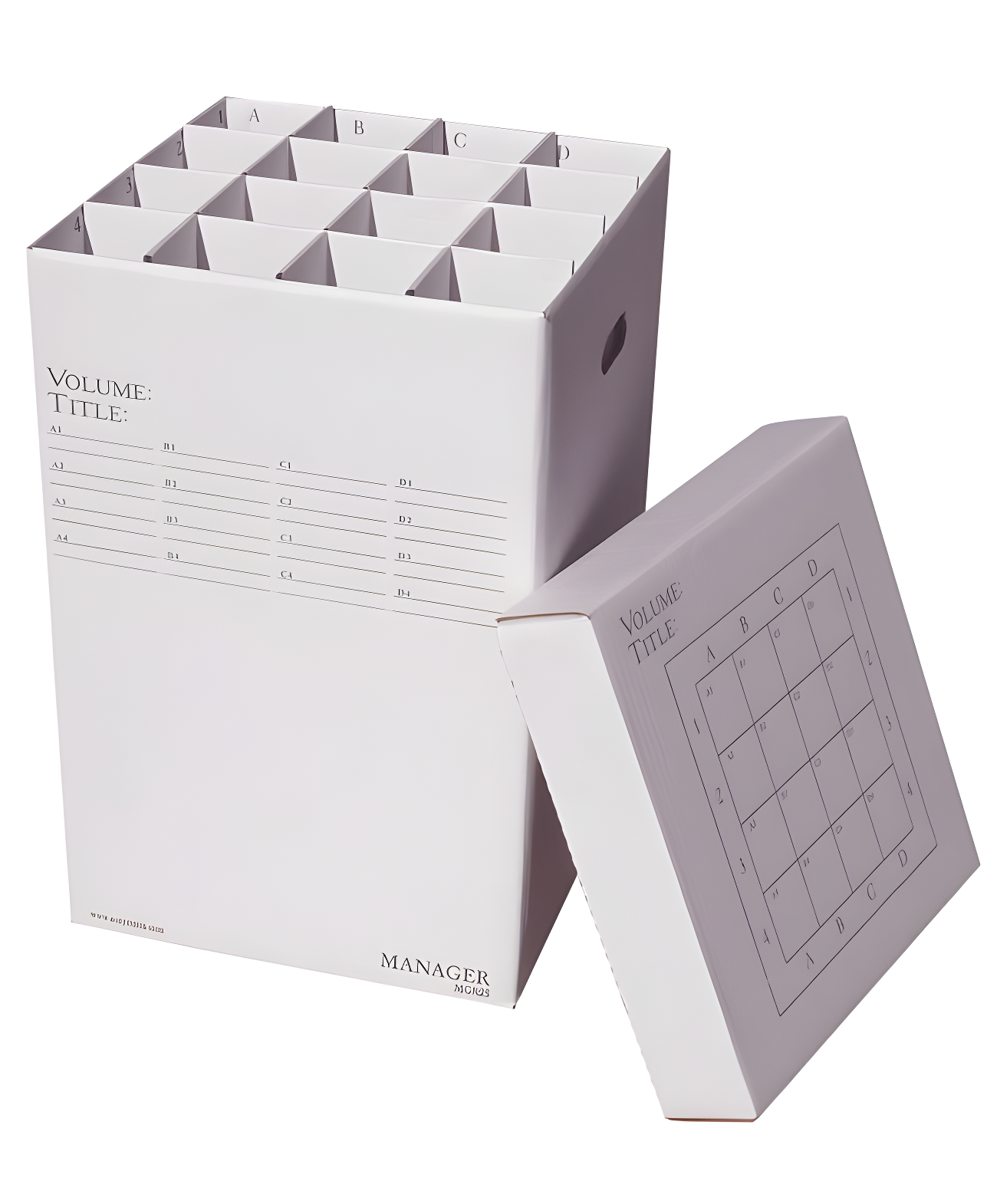White Corrugated Cardboard 16-Slot Rolled File Storage Box