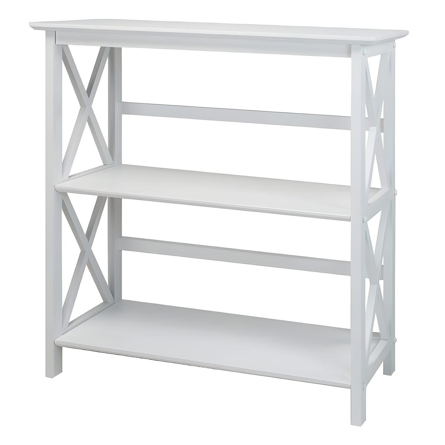 Montego X-Design 3-Tier Solid Wood White Bookcase