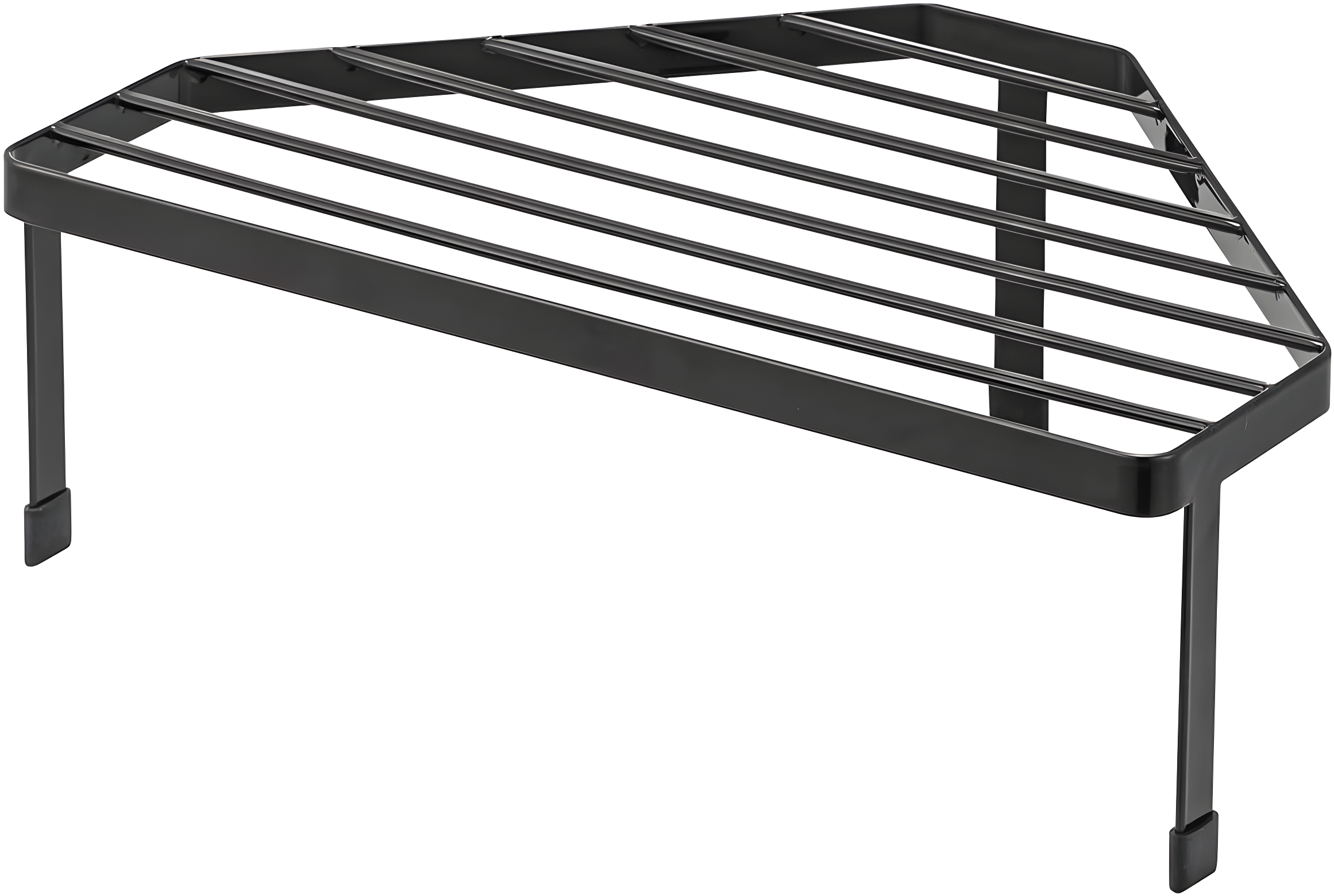 Black Steel One-Tier Corner Stove Top Rack