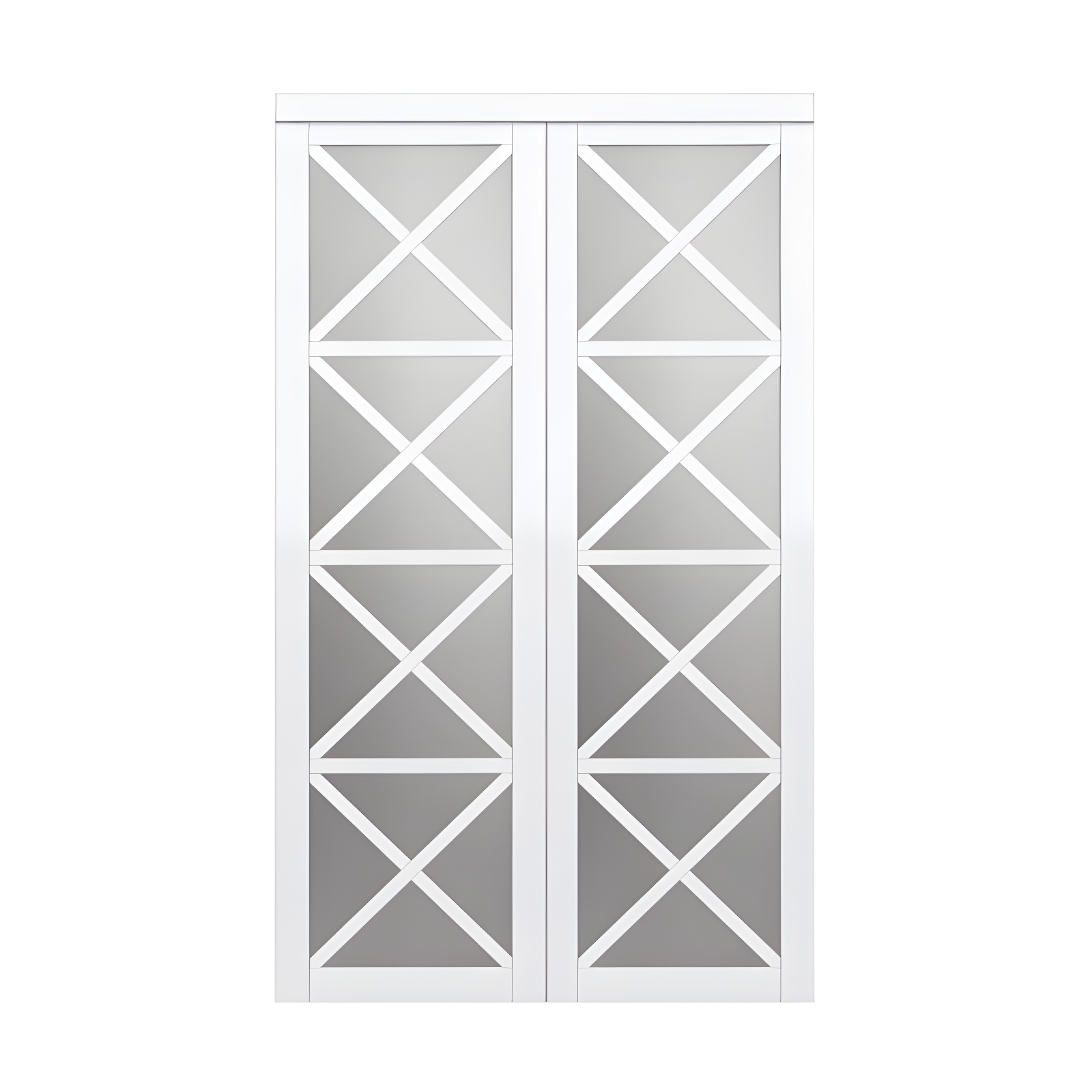 Bright White Mirrored Glass Sliding Closet Door 48" x 80"