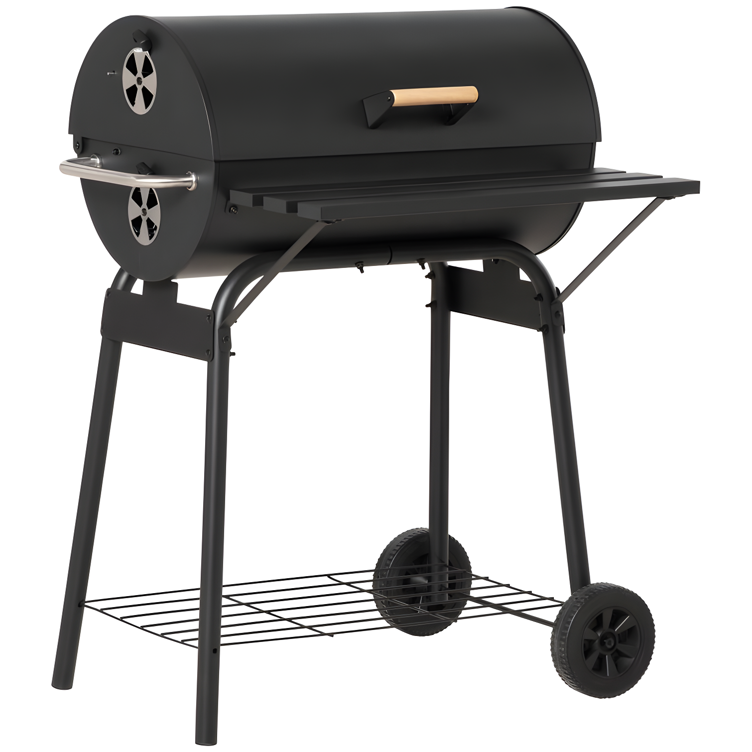 30" Black Steel Hibachi BBQ Grill with Smoker