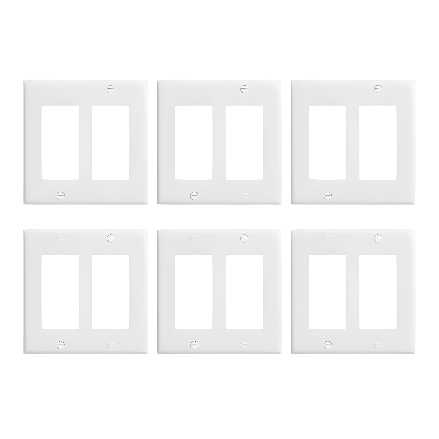 White Polycarbonate 2-Gang Decorative Wall Plate Set