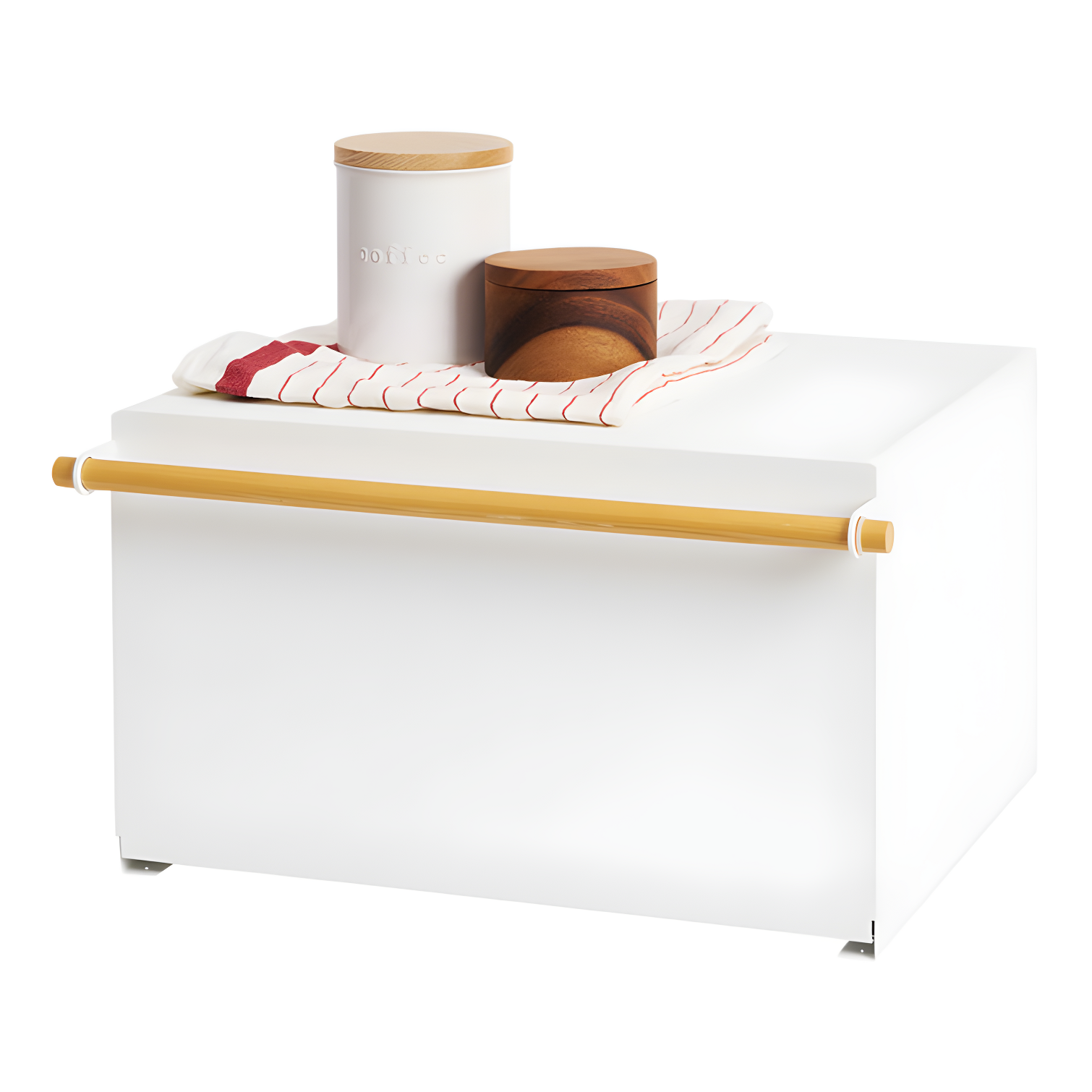 White Steel and Wood Two-Tier Bread Box