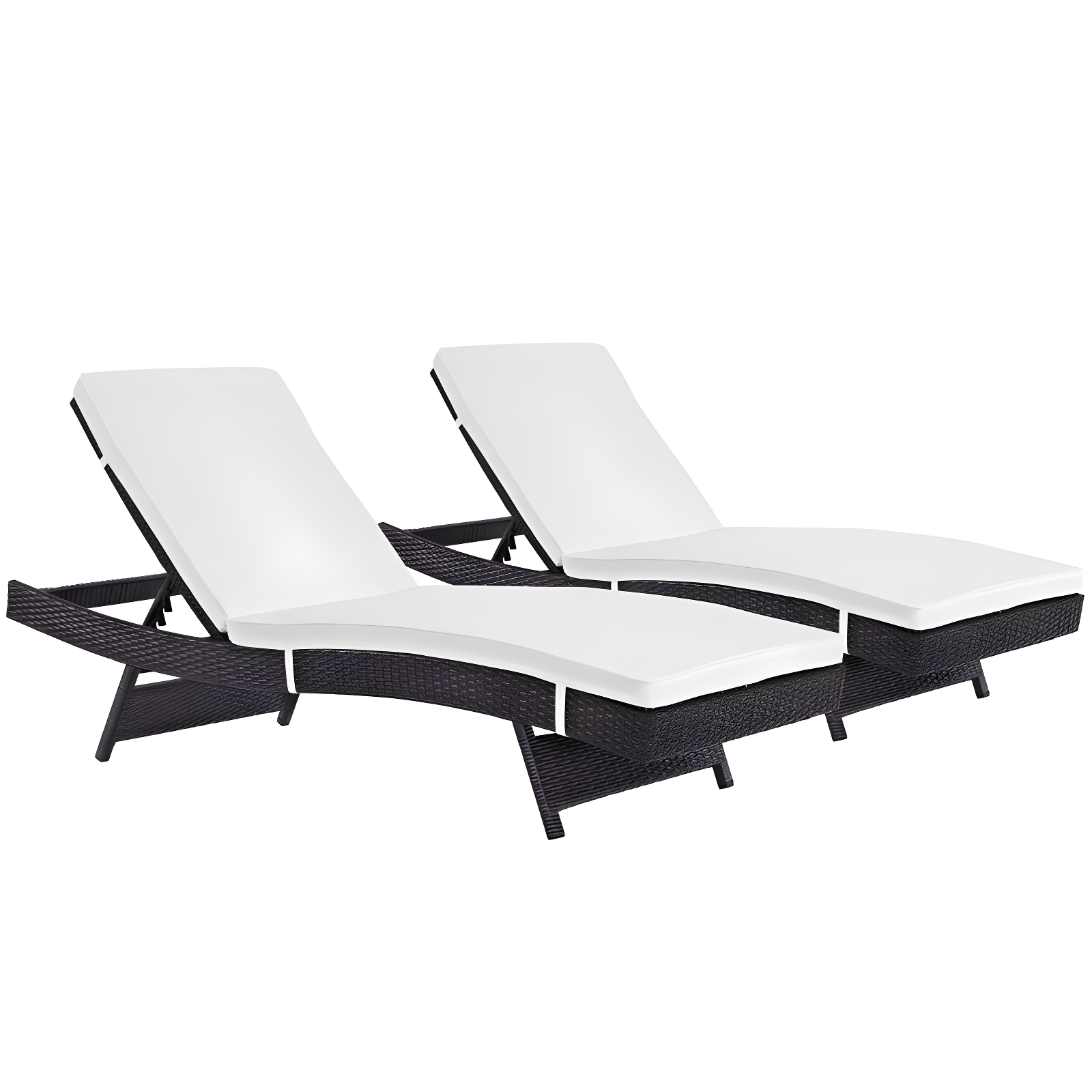 Espresso Orange Synthetic Rattan Outdoor Chaise Lounge Set