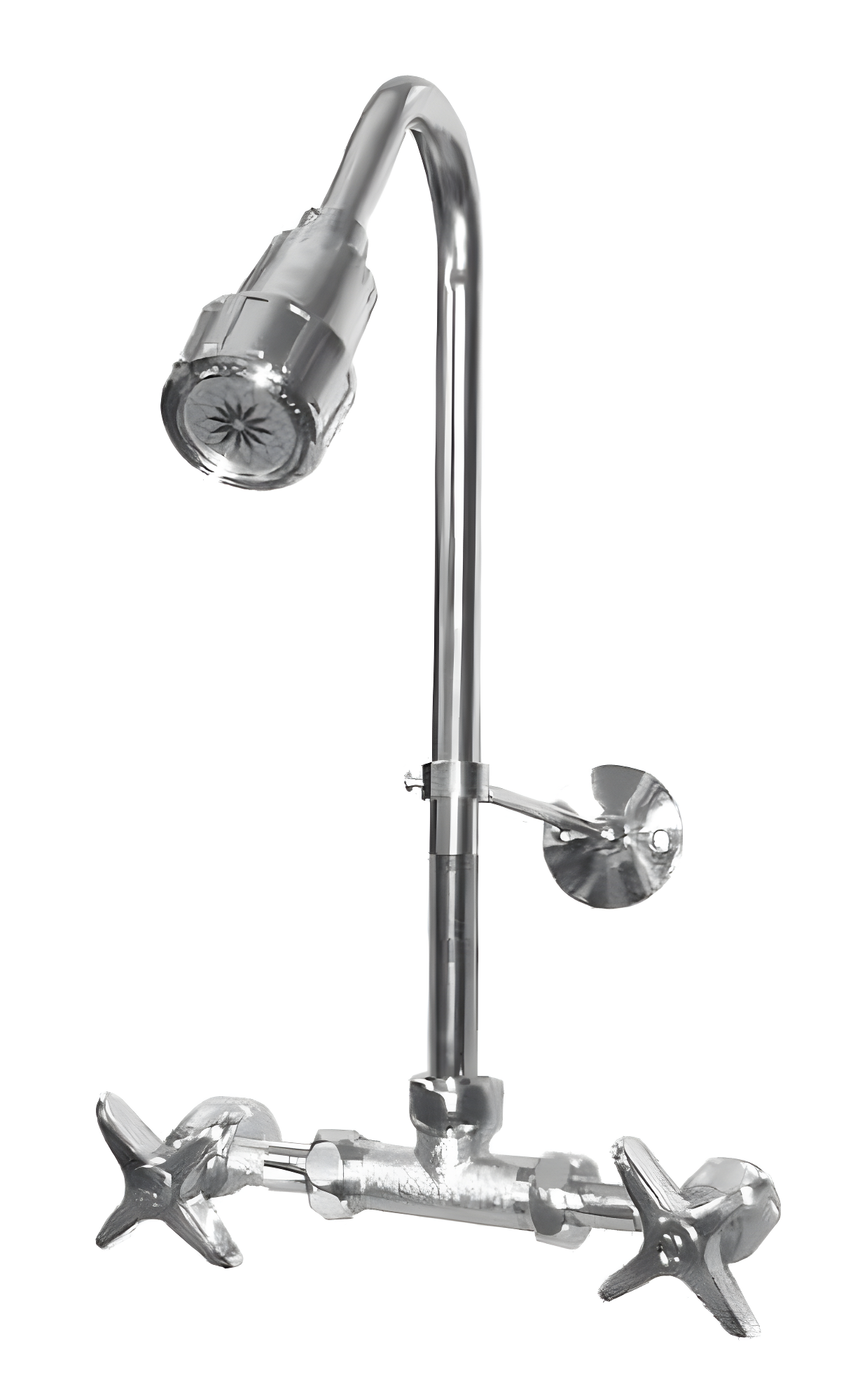 Chrome Wall Mounted Double Handle Outdoor Shower Faucet