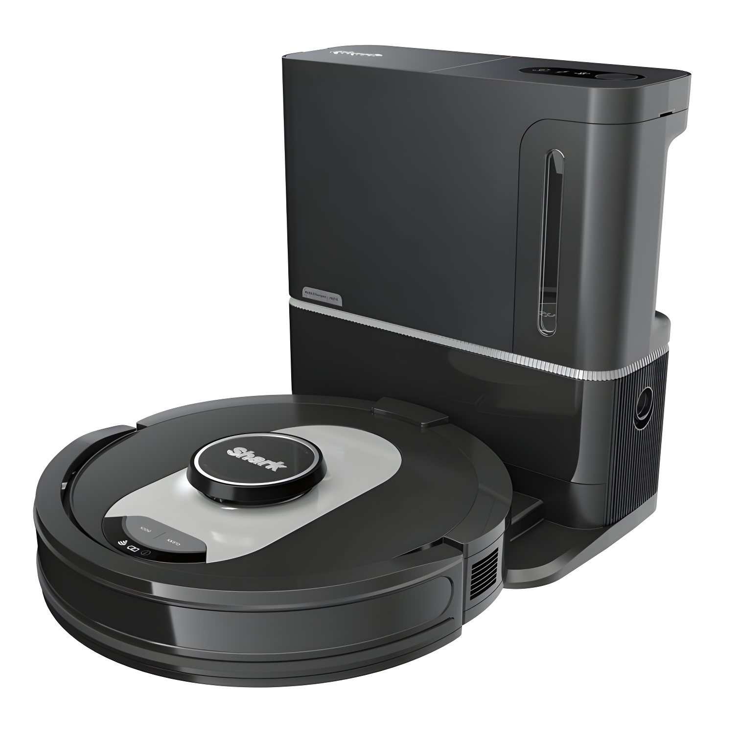 Black Robotic Vacuum Cleaner with HEPA Filter and Self-Empty Base