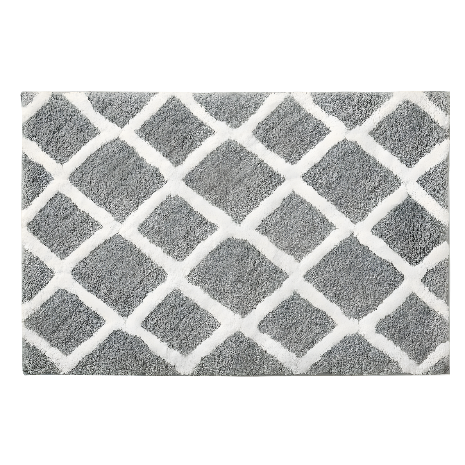 Modern Reversible Tufted Microfiber Bath Rug in Grey