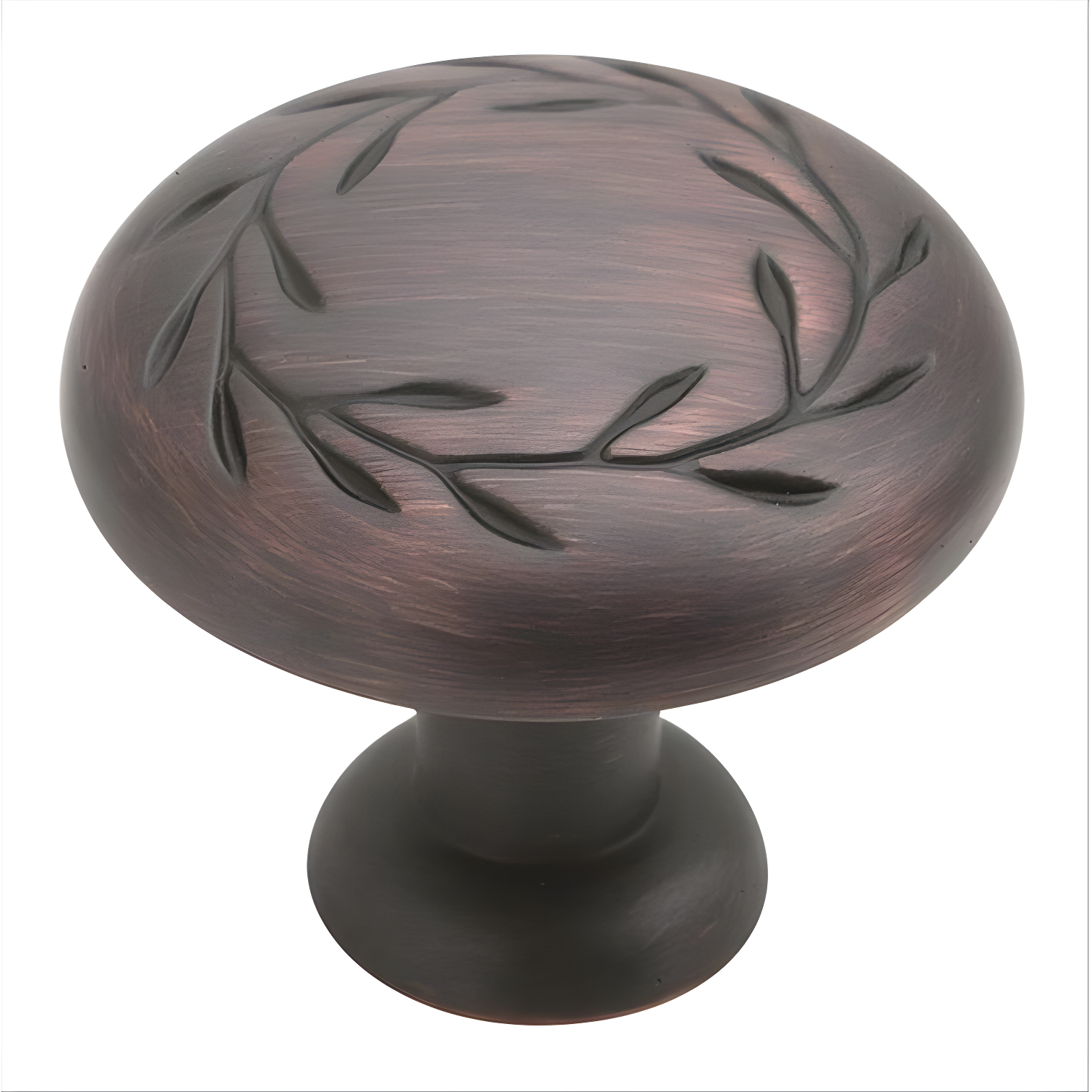 Oil Rubbed Bronze Round Cabinet Knob with Leaf Design