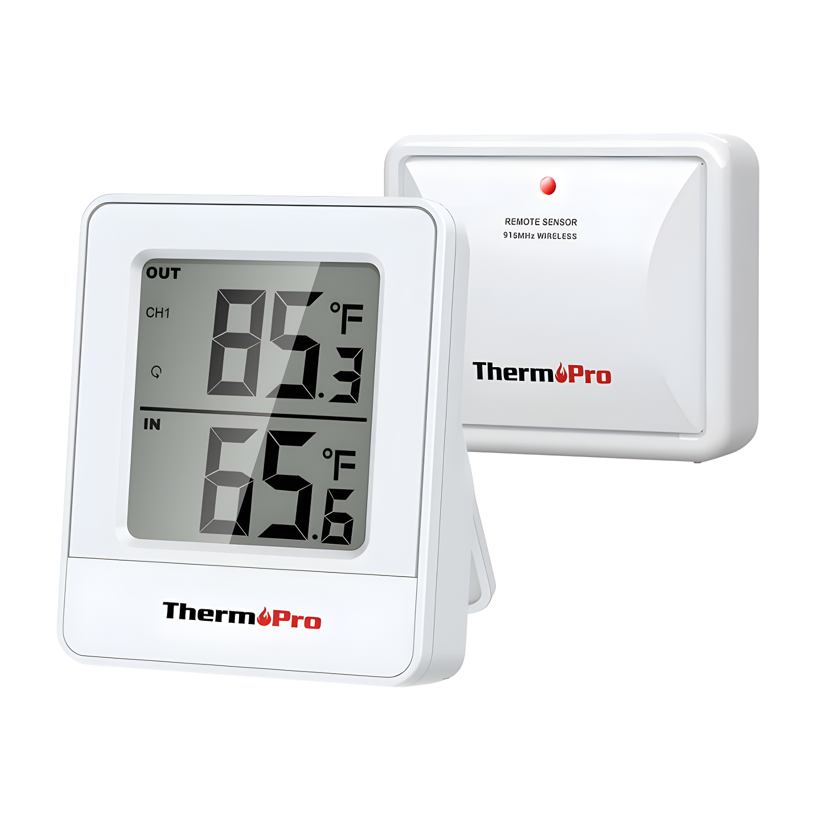 White Wireless Indoor Outdoor Thermometer with Temperature Sensor