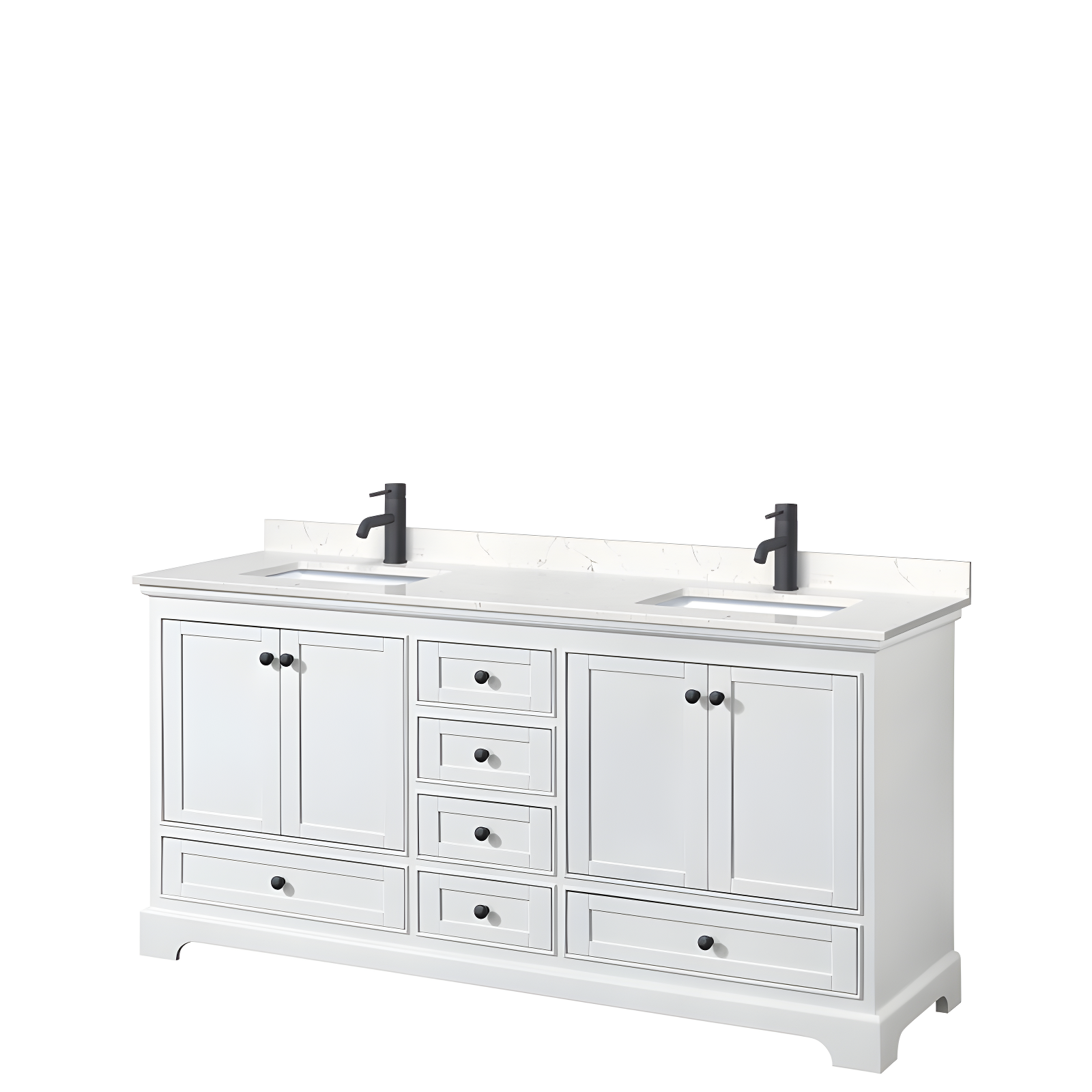 Deborah 72'' White Double Bathroom Vanity with Marble Top