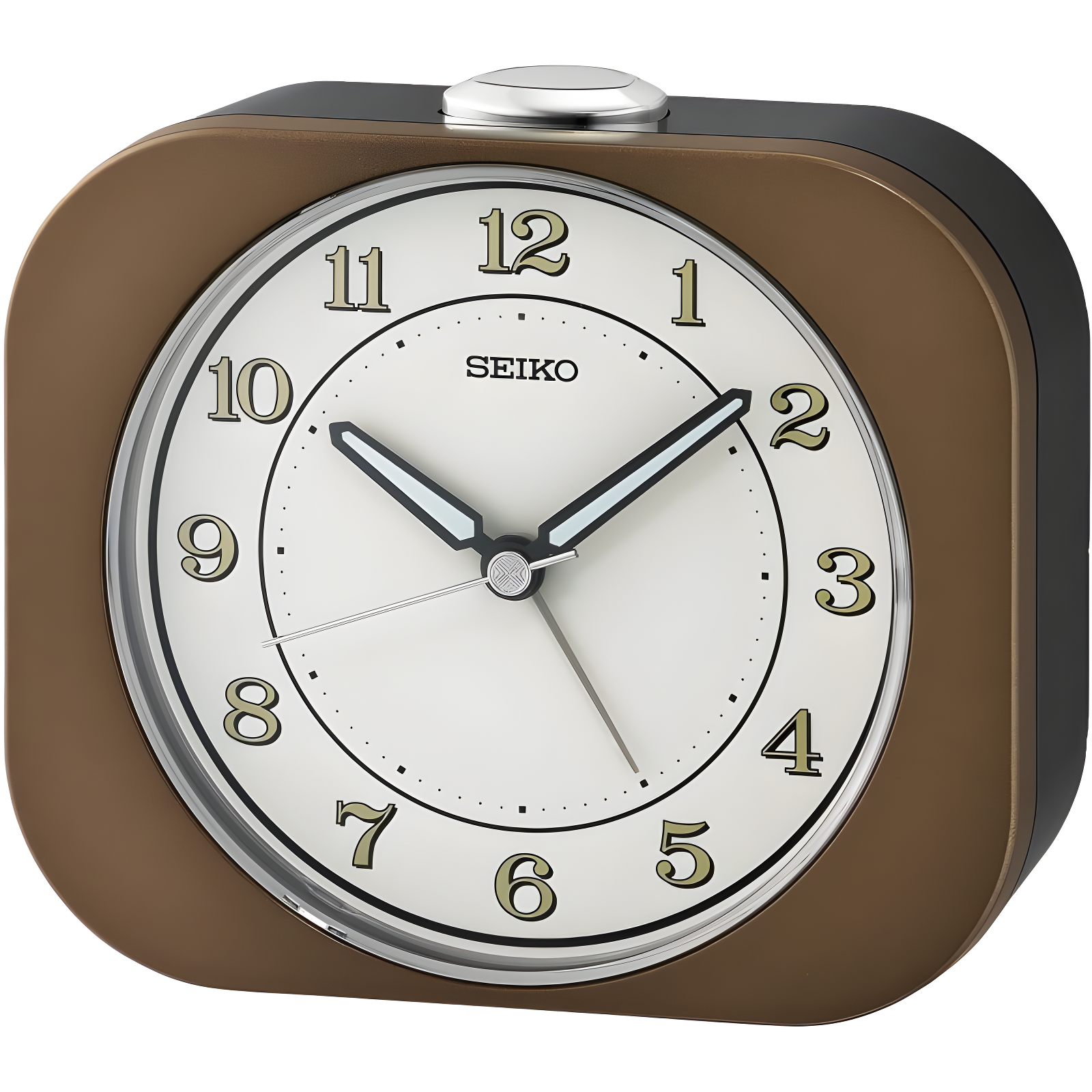 Seiko 4" Metallic Brown Mid-Century Modern Alarm Clock