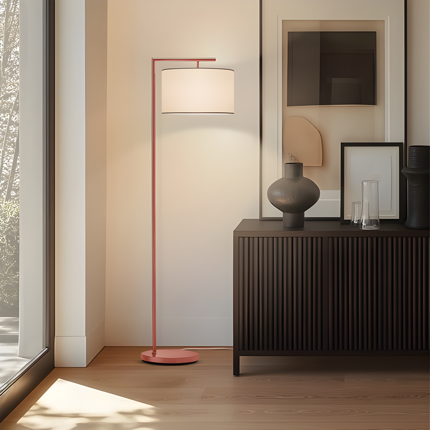 Rose Gold 60" LED Floor Lamp with White Shade