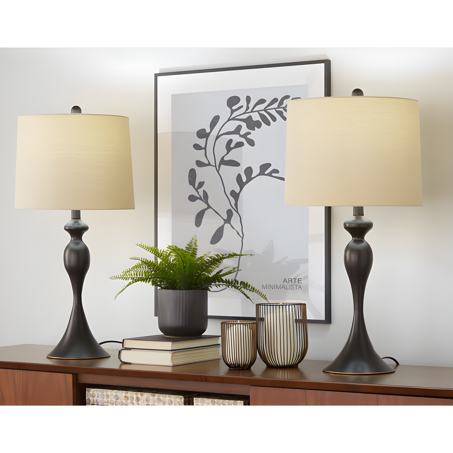 Ashland 27" Oil Rubbed Bronze Metal Table Lamp Set with Oatmeal Linen Shade