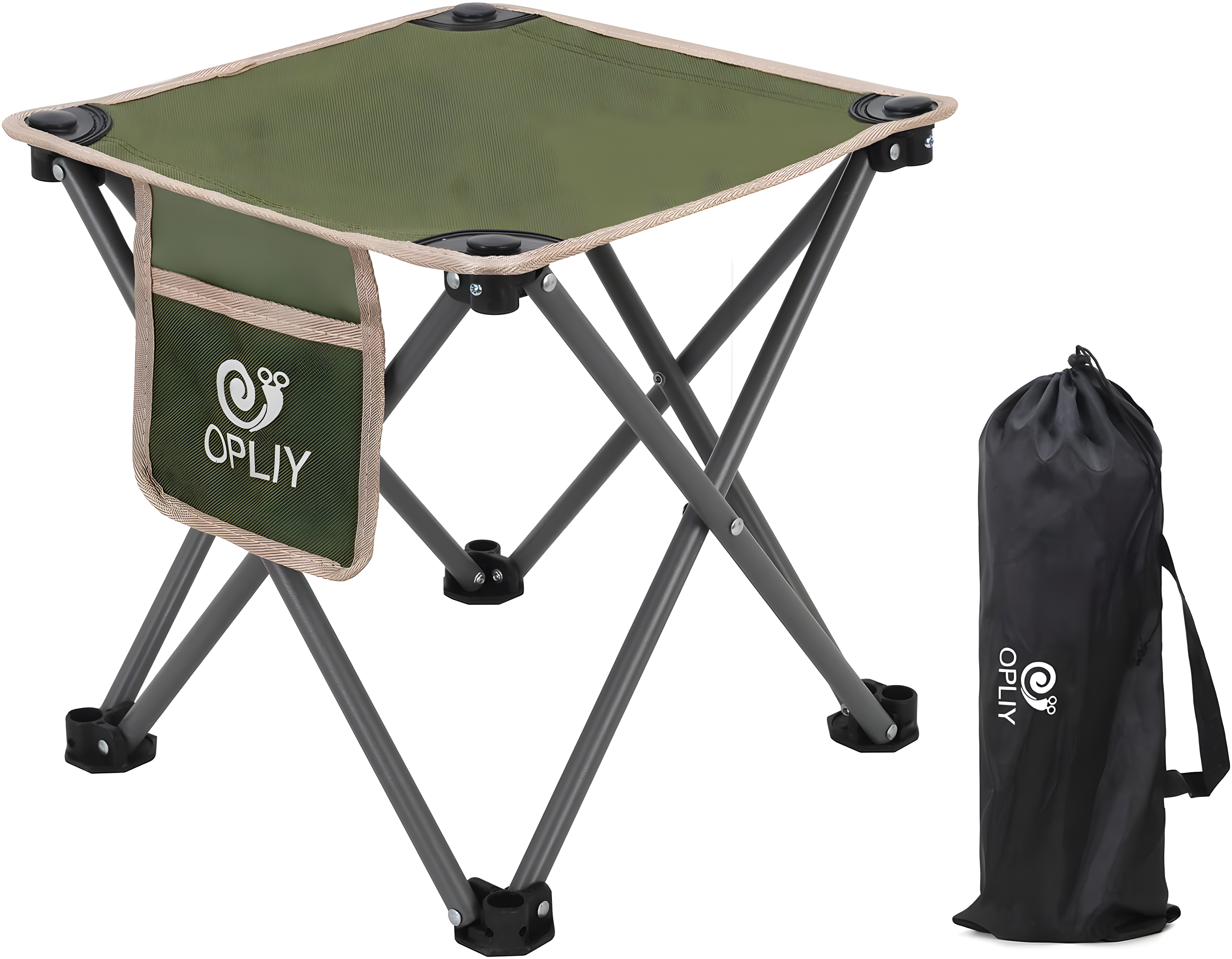 Green 13.5'' Portable Folding Camping Stool with Carry Bag