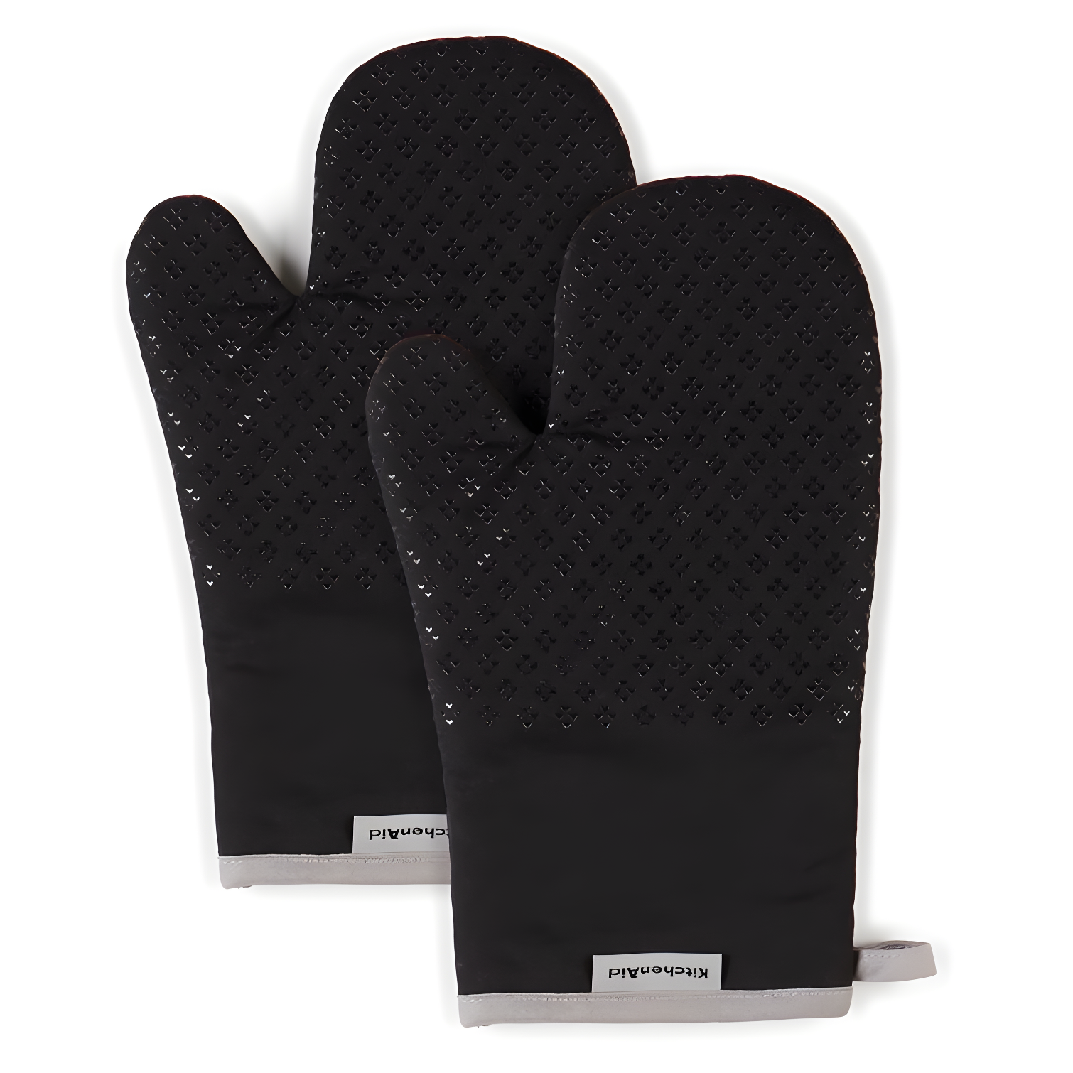 Black Silicone Heat-Resistant Oven Mitt Set, 7"x12.5"