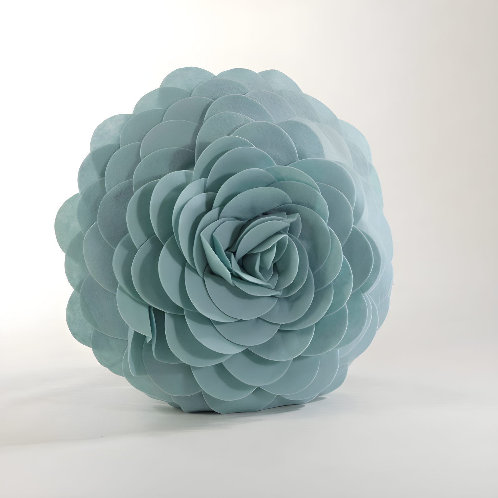 Aqua Round Flower Design Polyester Throw Pillow