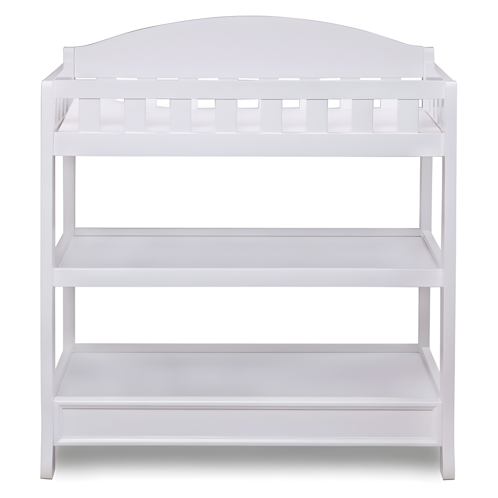 White Wood Infant Changing Table with Safety Strap and Pad