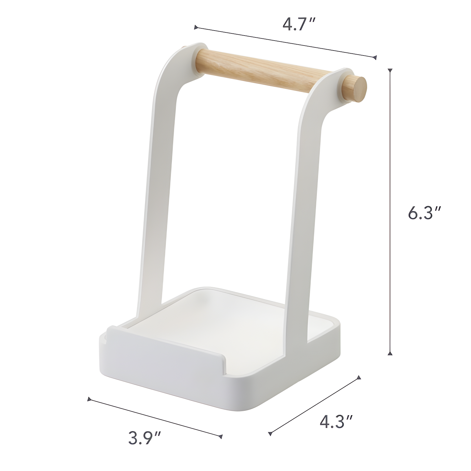 Compact White Wood Ladle and Lid Stand