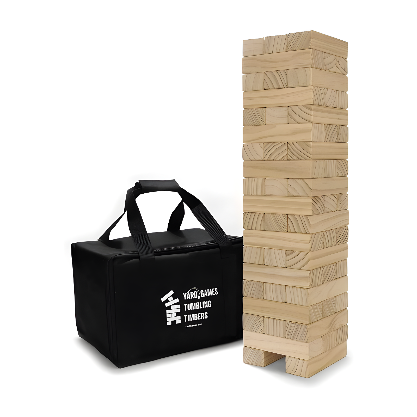 Giant Pine Wood Outdoor Tumble Tower Game with Carrying Case