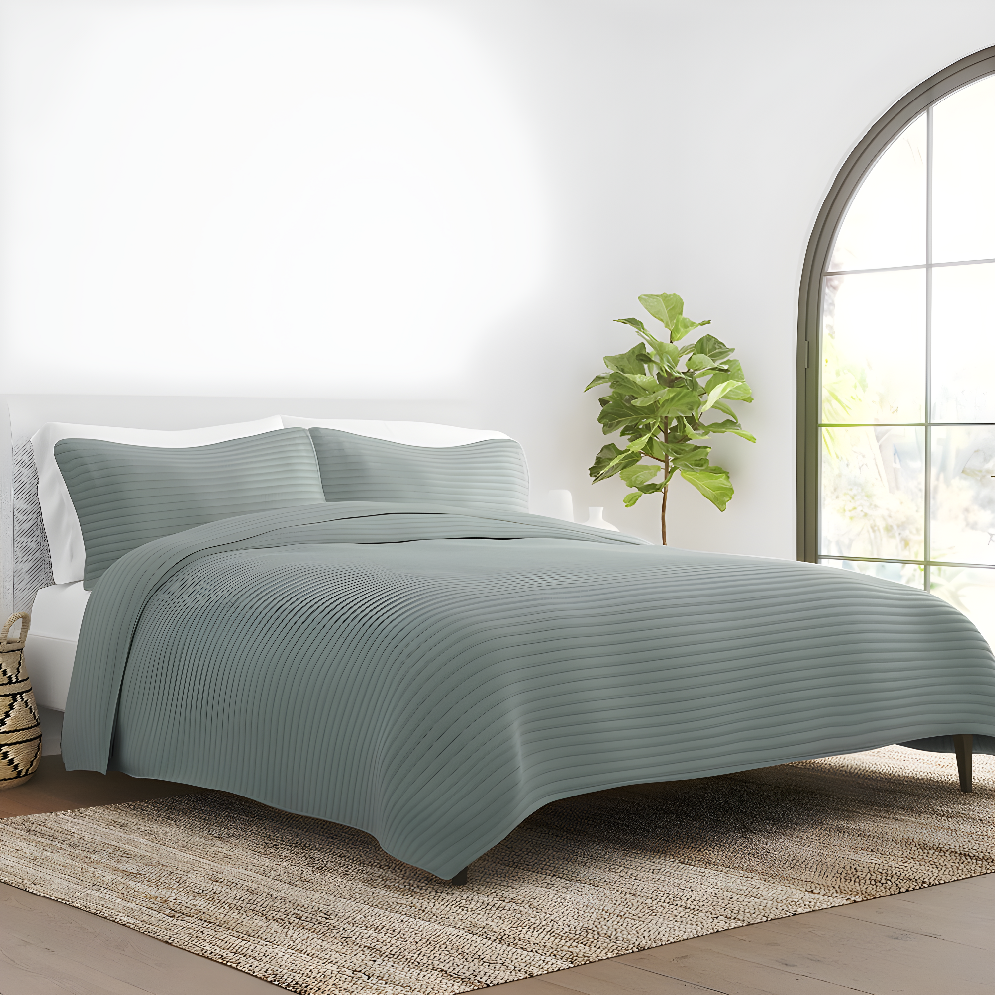 Eucalyptus Twin Microfiber Reversible Quilt Set