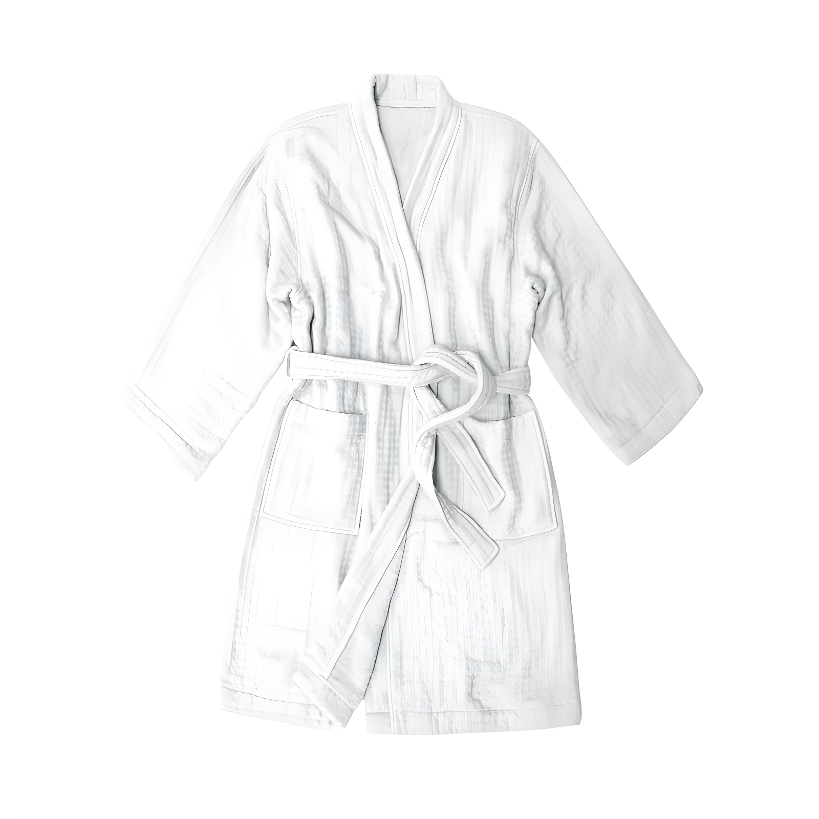 White Cotton Waffle Mid-Calf Bathrobe with Pockets