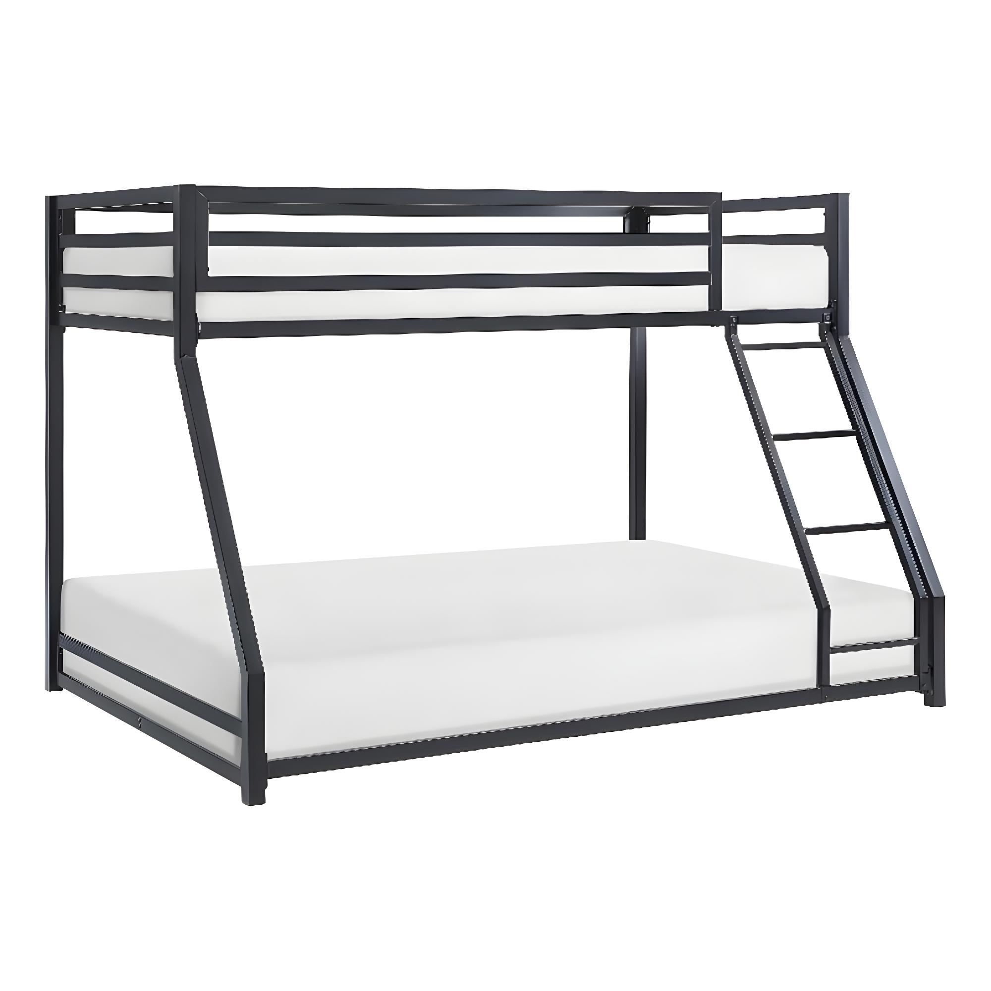 Black Metal Twin Over Full Bunk Bed with Ladder