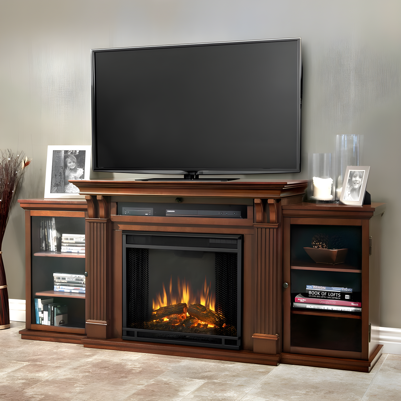 Calie Dark Espresso 67'' Electric Fireplace TV Stand