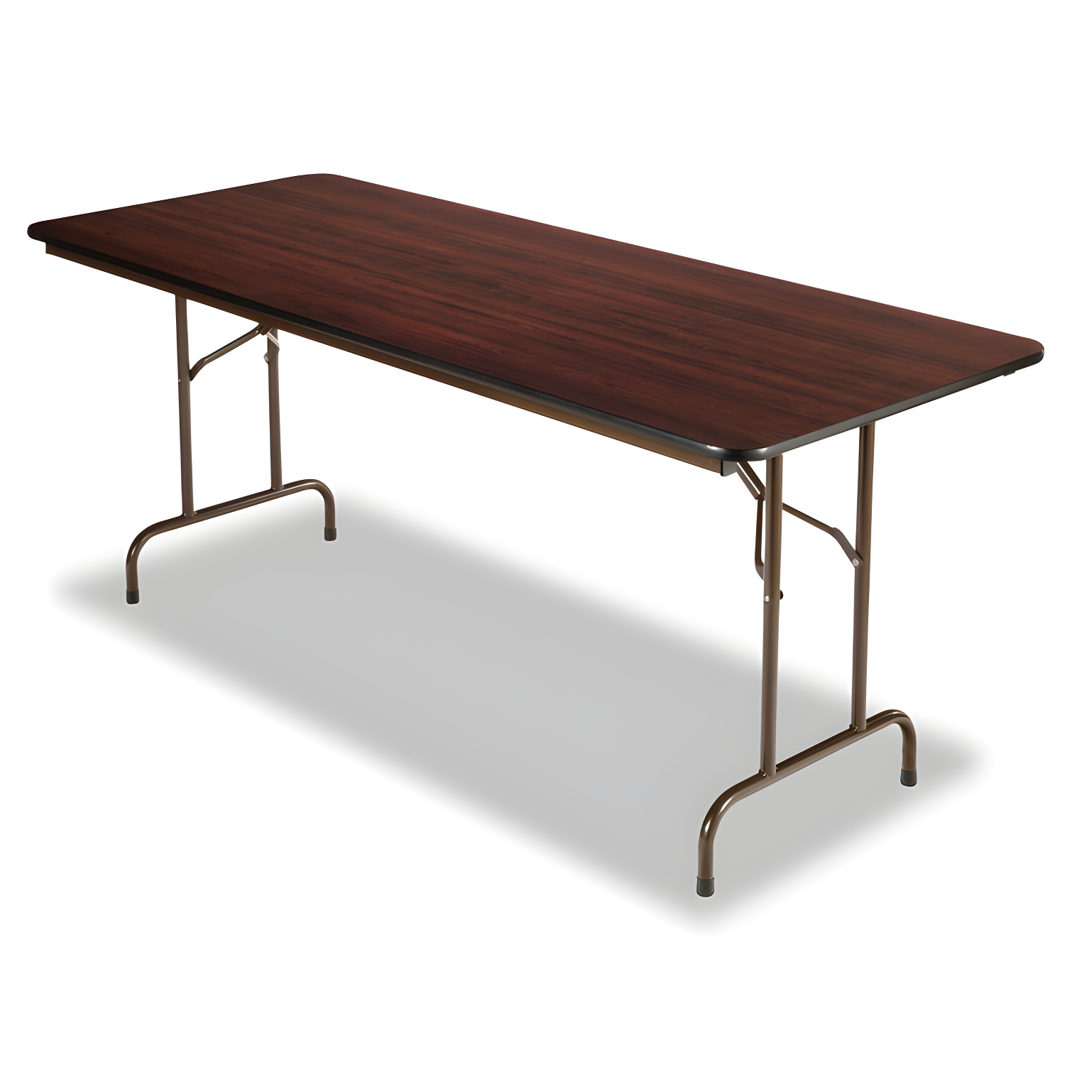 Mahogany Rectangular Folding Table with Steel Legs