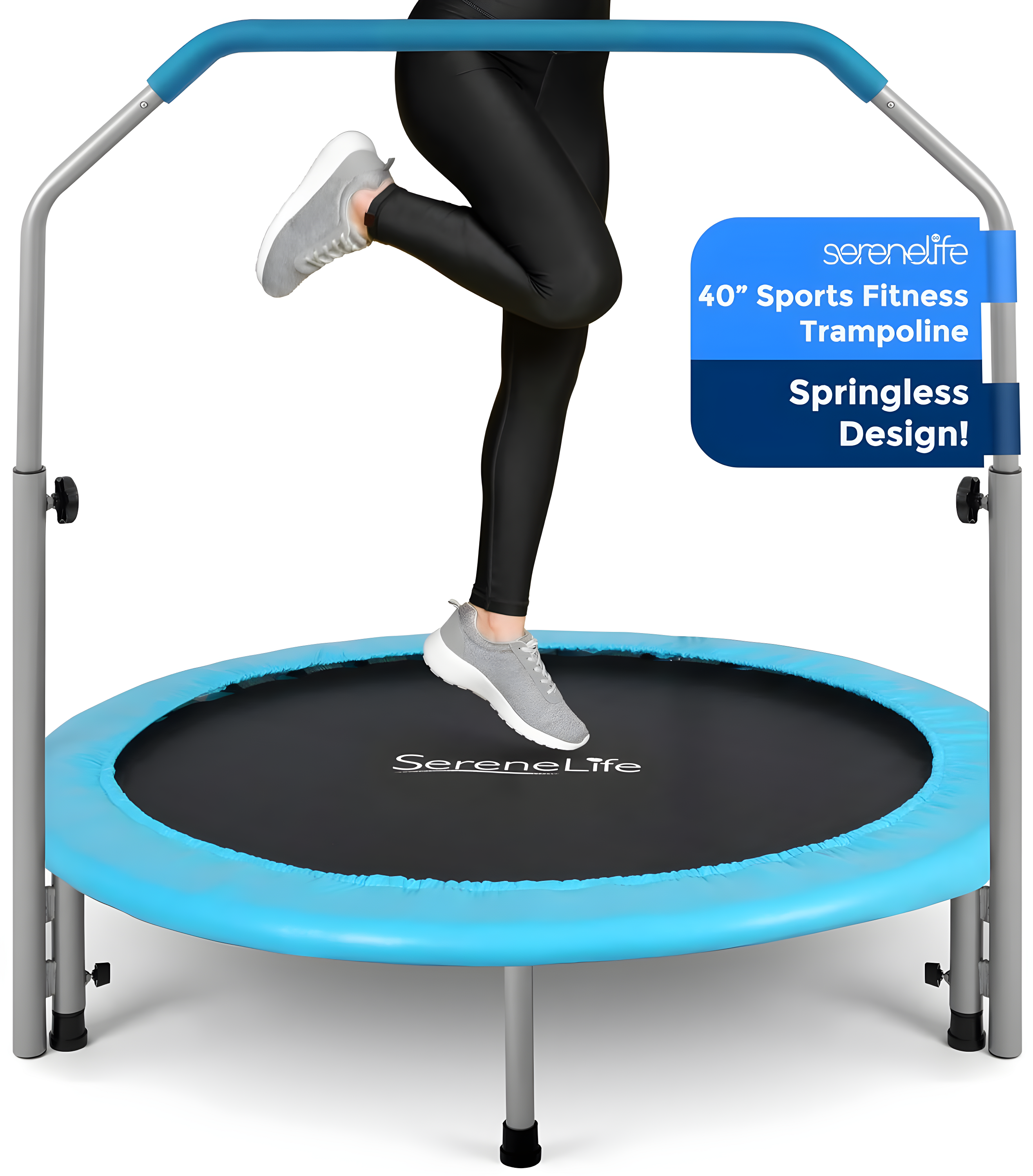 40" Blue Springless Round Fitness Trampoline with Foam Pad