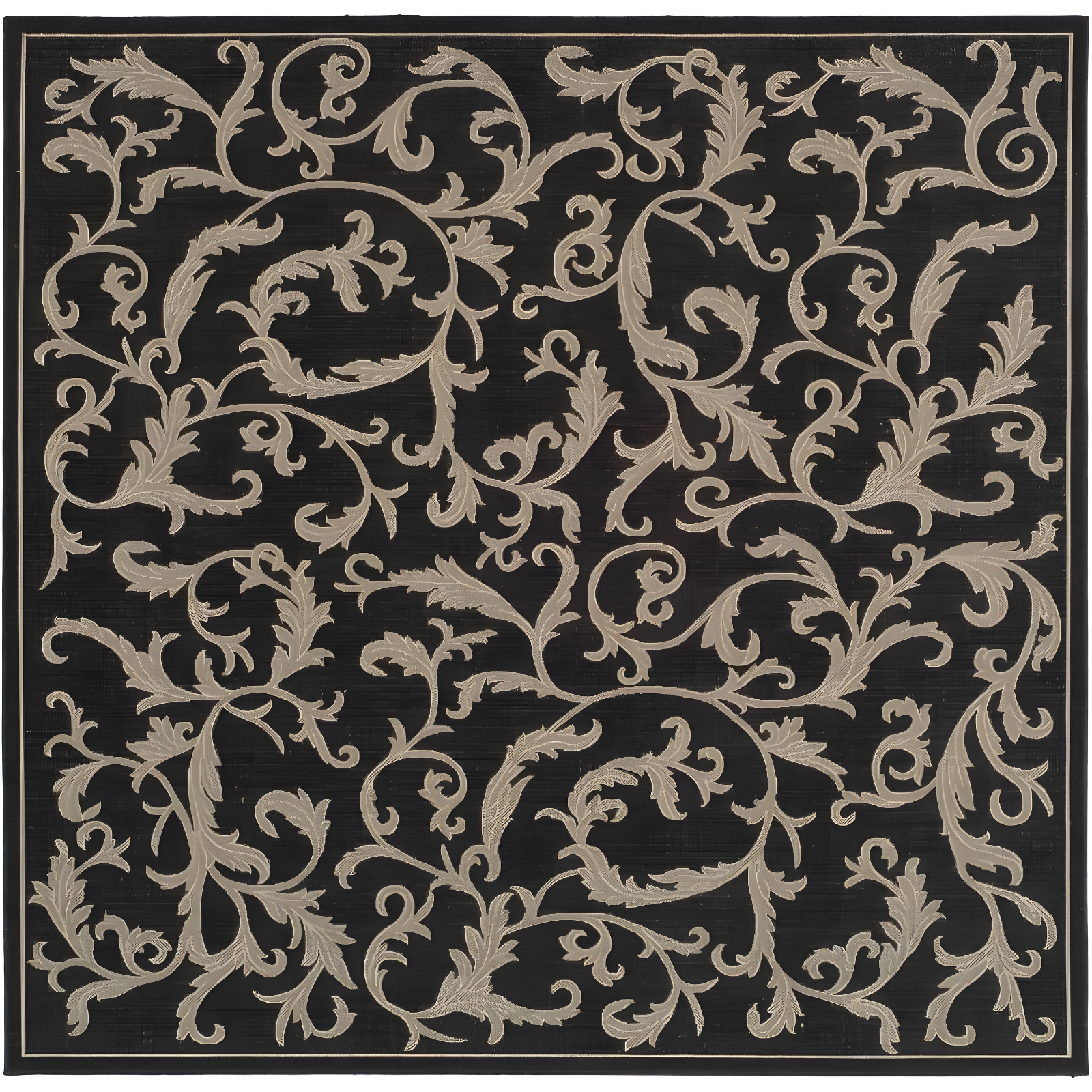 Luxor Elegance 7'10" Square Black and Sand Synthetic Indoor/Outdoor Rug