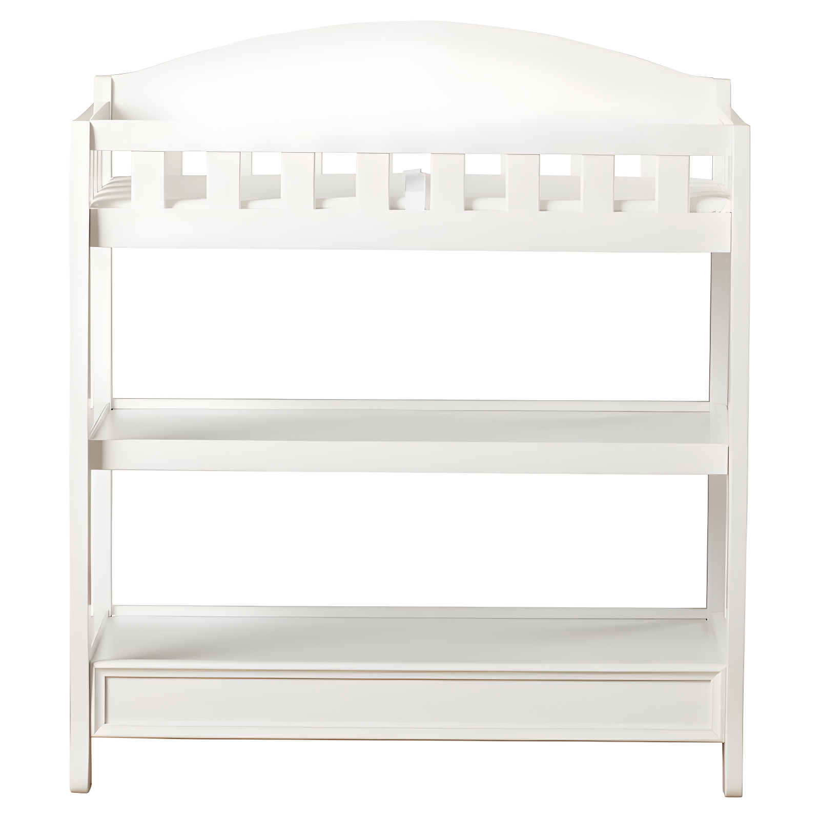 White Wood Infant Changing Table with Safety Strap and Pad