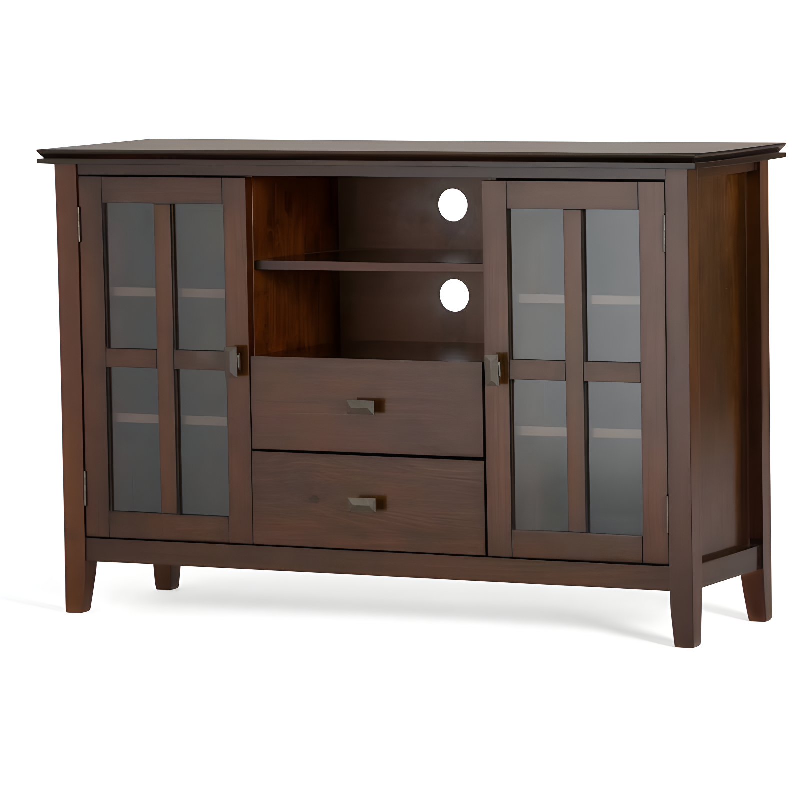 Russet Brown Solid Wood TV Stand with Cabinets