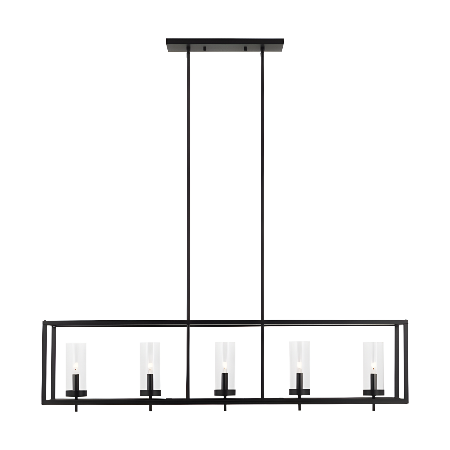 Midnight Black Modern 5-Light Island Pendant with Clear Glass