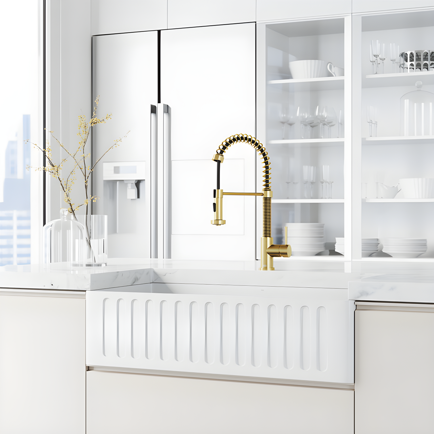 Edison Matte Gold Stainless Steel Pull-Down Kitchen Faucet