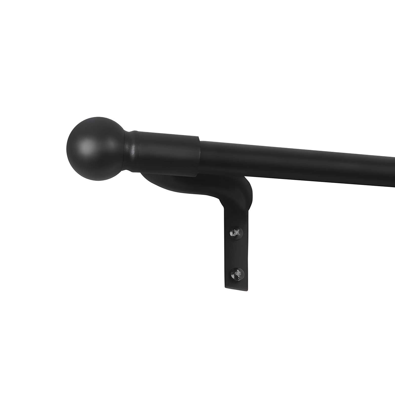 Adjustable Black Metal Curtain Rod with Round Finials