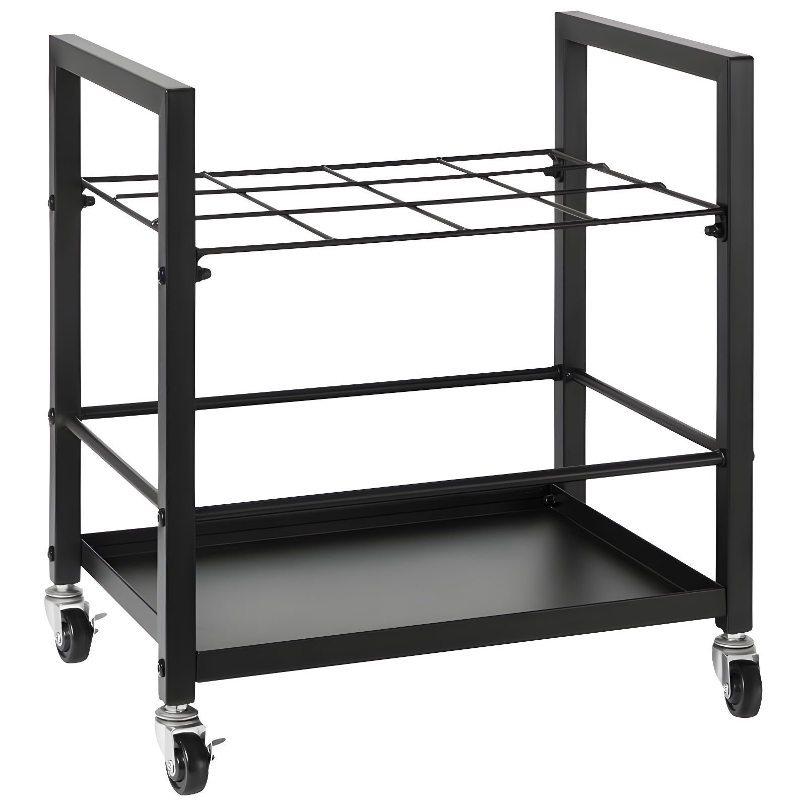 Black Metal Mobile Blueprint Storage Rack with 12 Slots