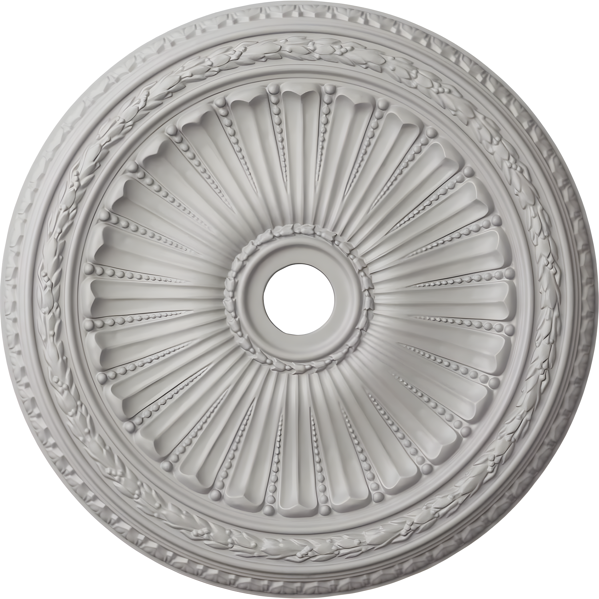 Ultra Pure White Hand-Painted Ceiling Medallion, 35 1/8"