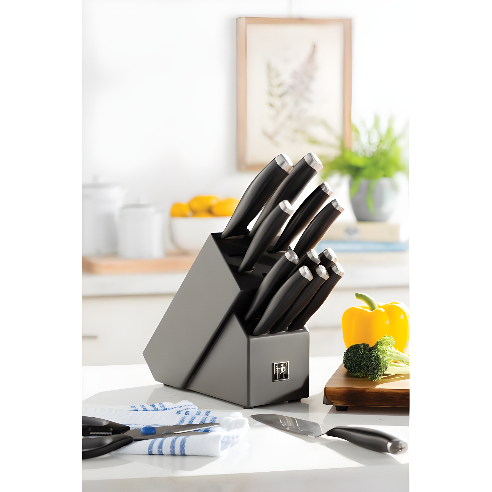 Black Stainless Steel 14-Piece Knife Block Set