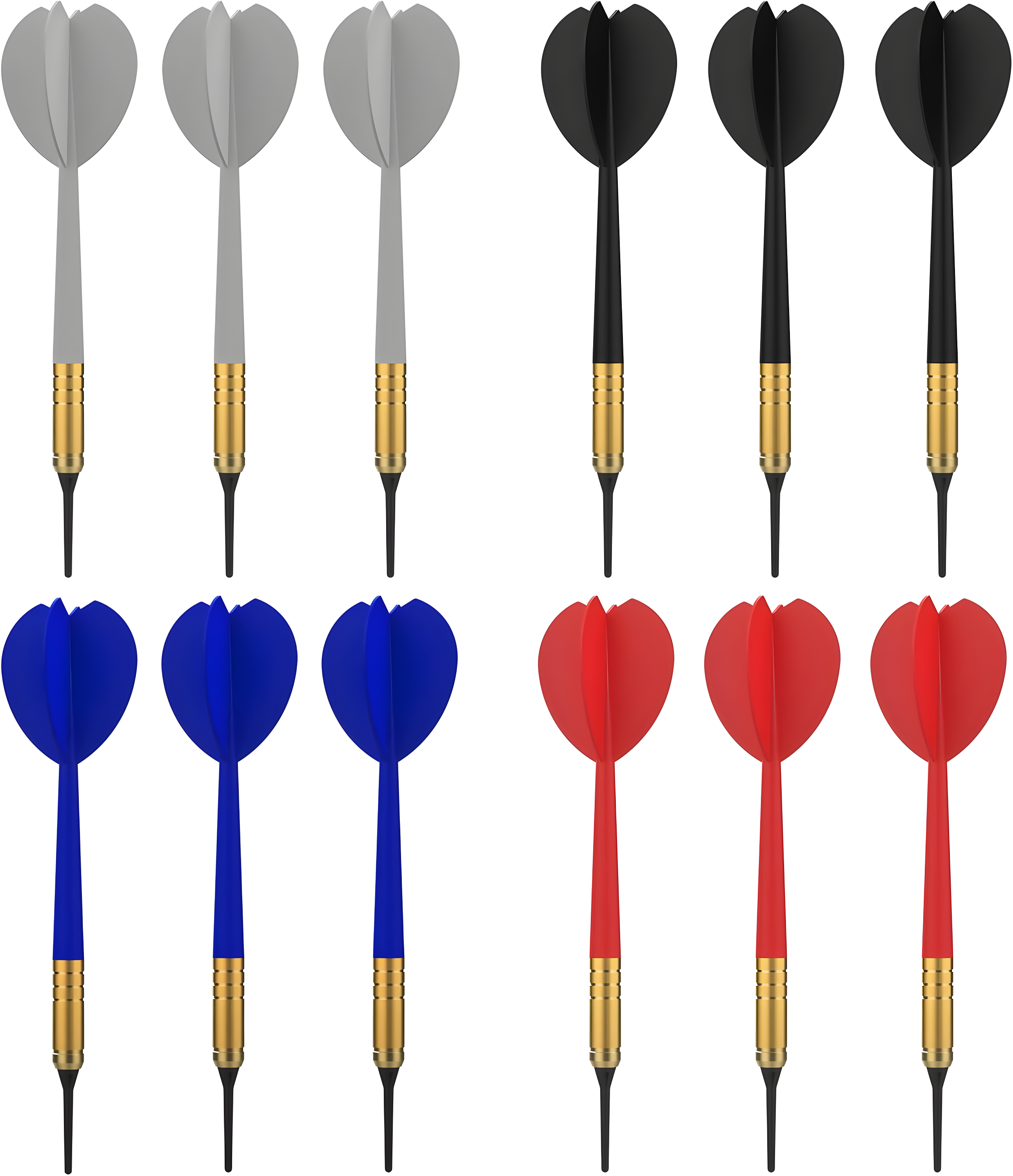 12-Pack Multi-Color Soft Tip Steel Darts with Brass Barrels