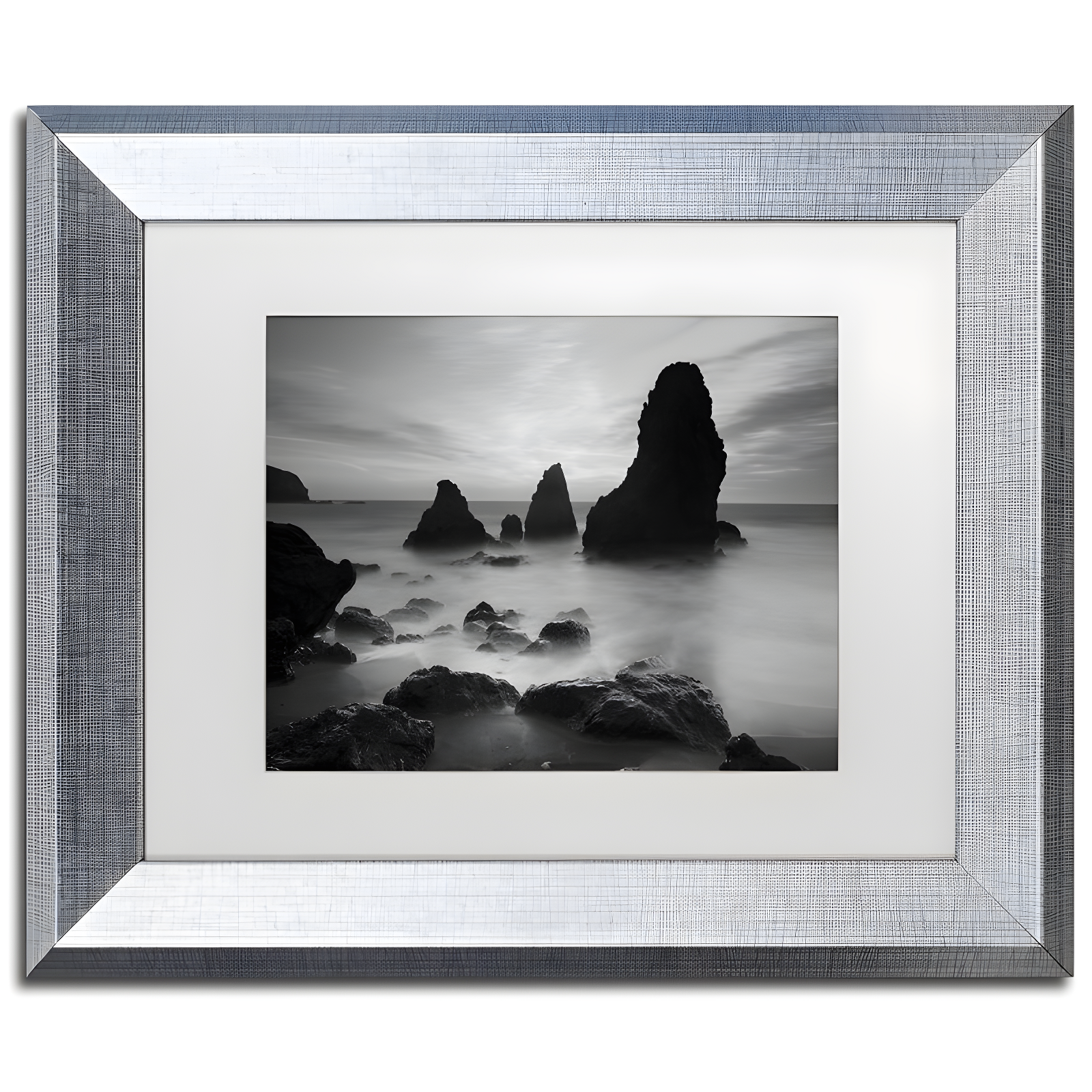 Rodeo Beach Black and White Framed Canvas Print