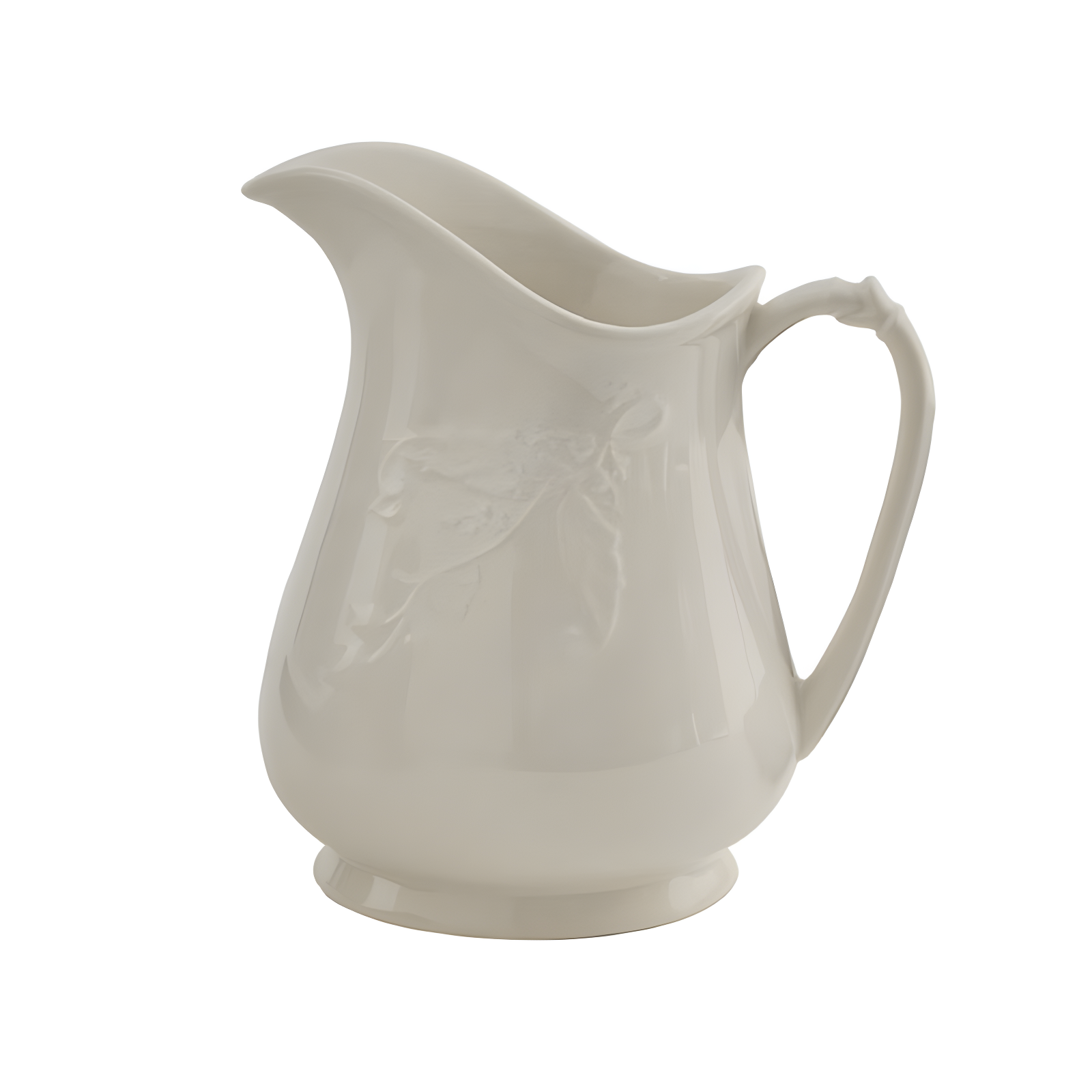 Creamy White Stoneware Lily of the Valley Pitcher