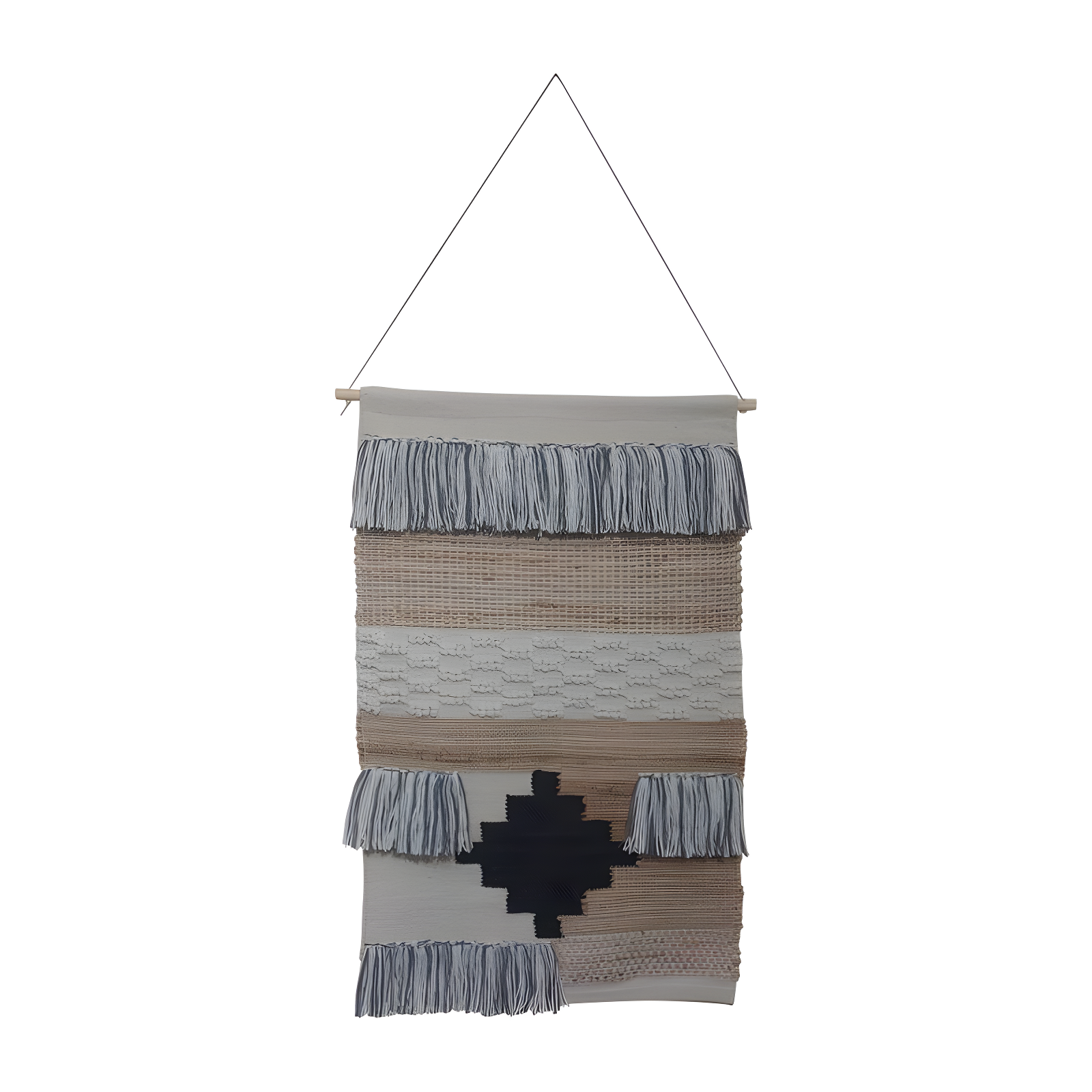 Aztec Natural Jute and Cotton Wall Hanging with Fringe