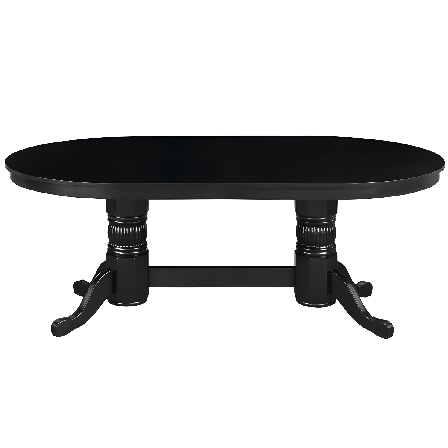 84" Black Solid Wood Poker Game Table with Vinyl Surface